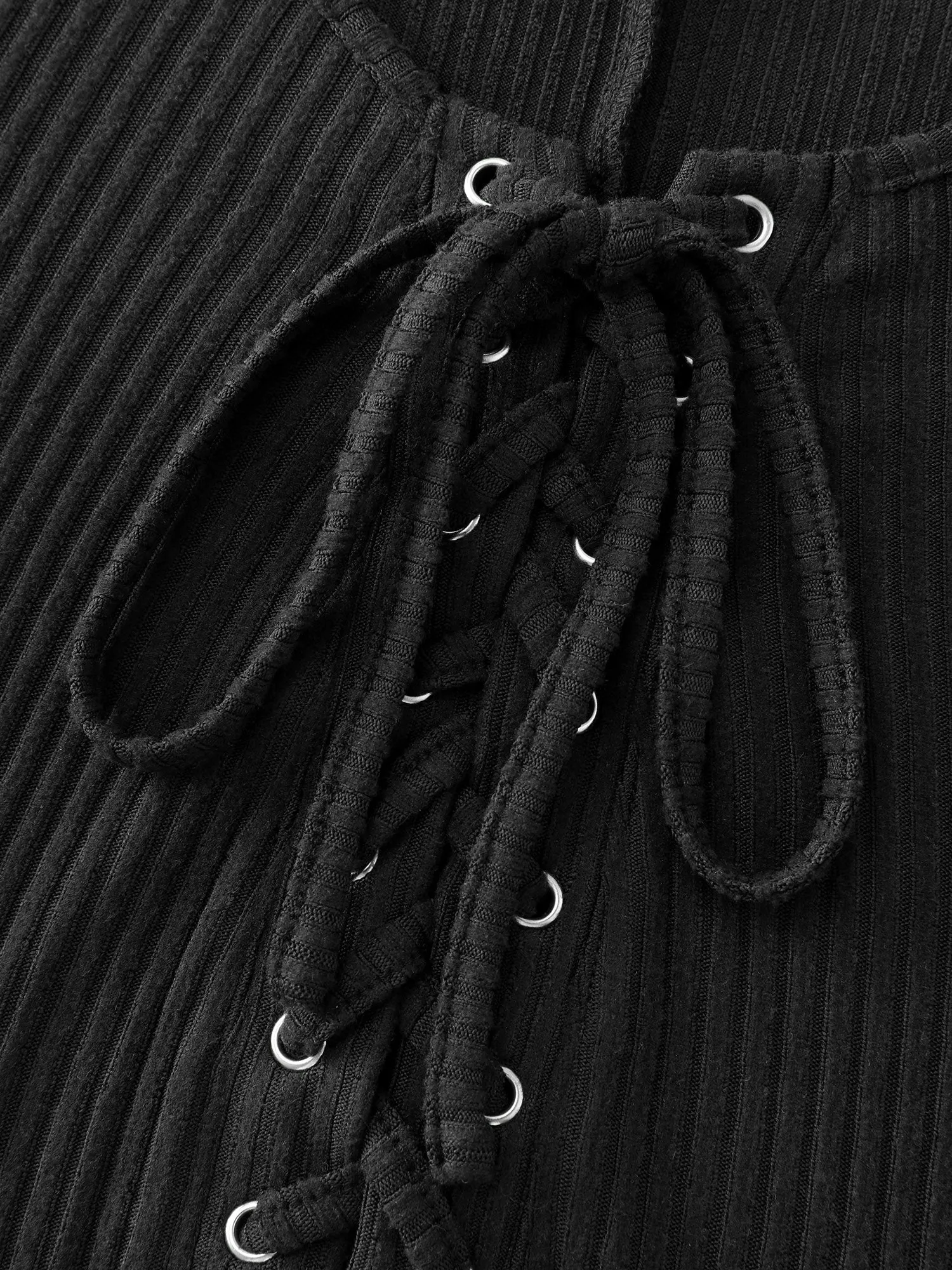 Stretchy Round Neck Lace-Up Midi Dress sold by Bloomchic product image thumbnail 5
