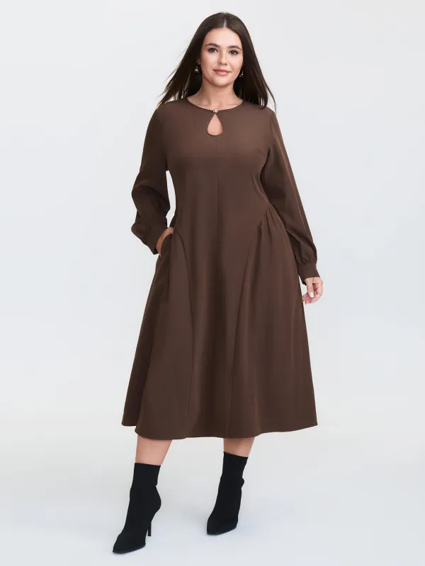 Round Neck Cut Out Solid Midi Dress sold by Bloomchic