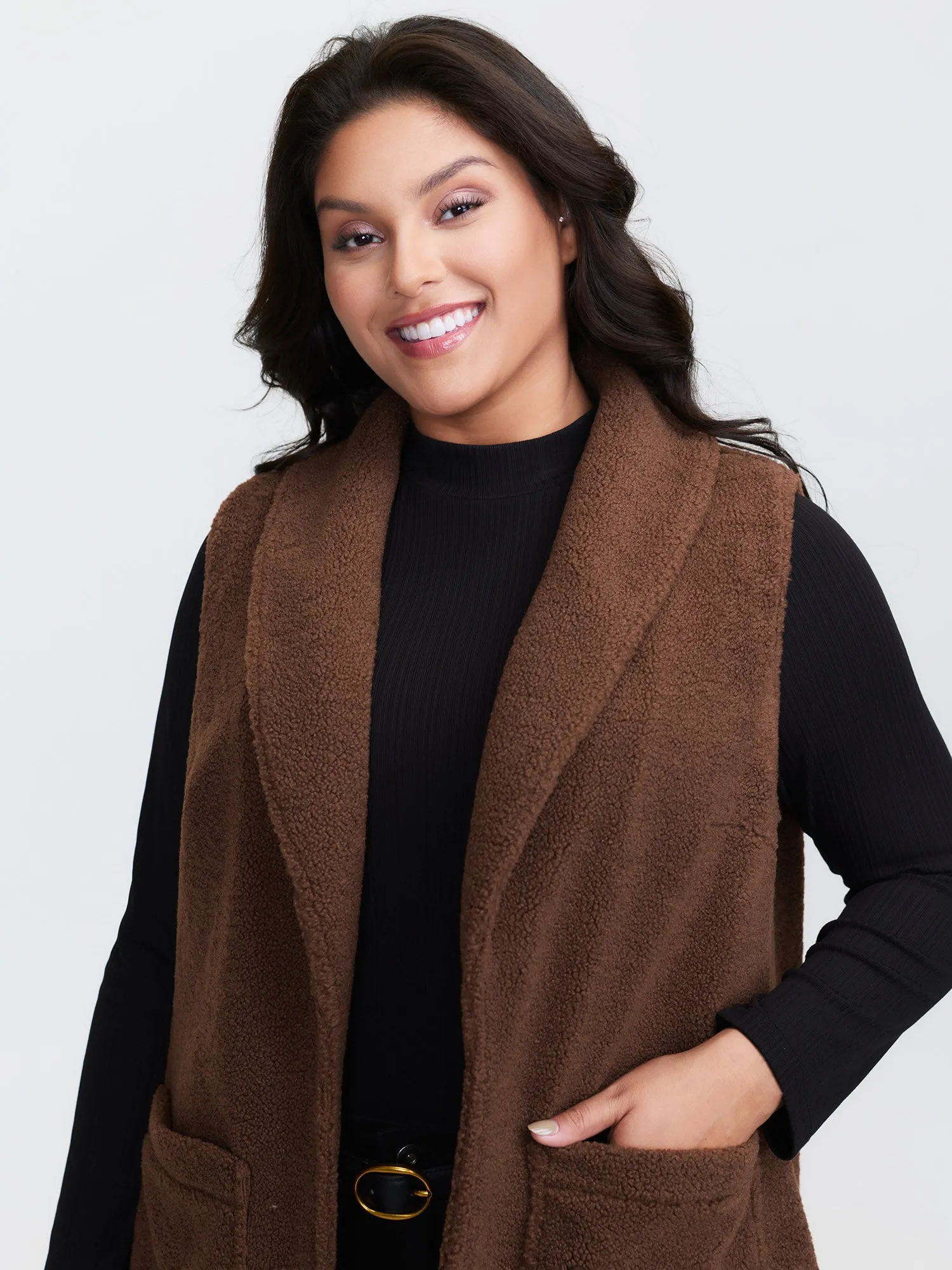 Teddy Fleece Lapel Sleeveless Vest sold by Bloomchic product image thumbnail 2