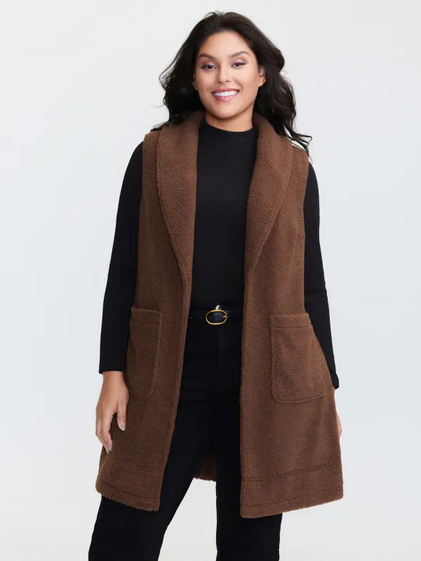 Teddy Fleece Lapel Sleeveless Vest sold by Bloomchic