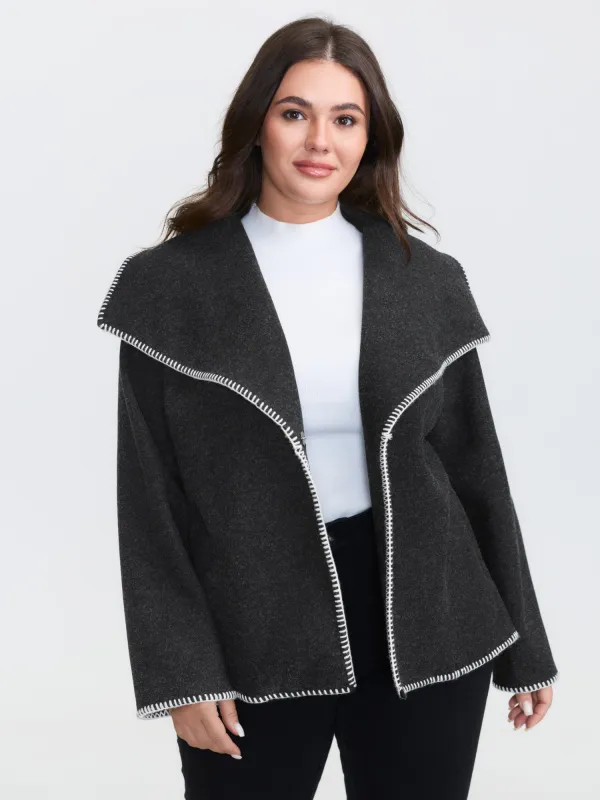 Wide Lapel Color Contrast Cropped Jacket sold by Bloomchic