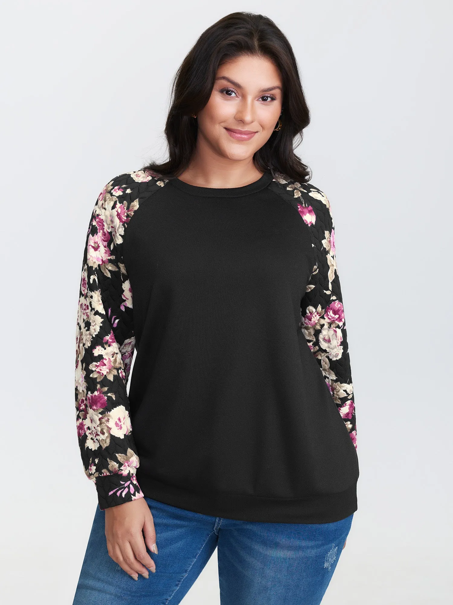 Floral Print Raglan Sleeve Sweatshirt sold by Bloomchic product image thumbnail 2