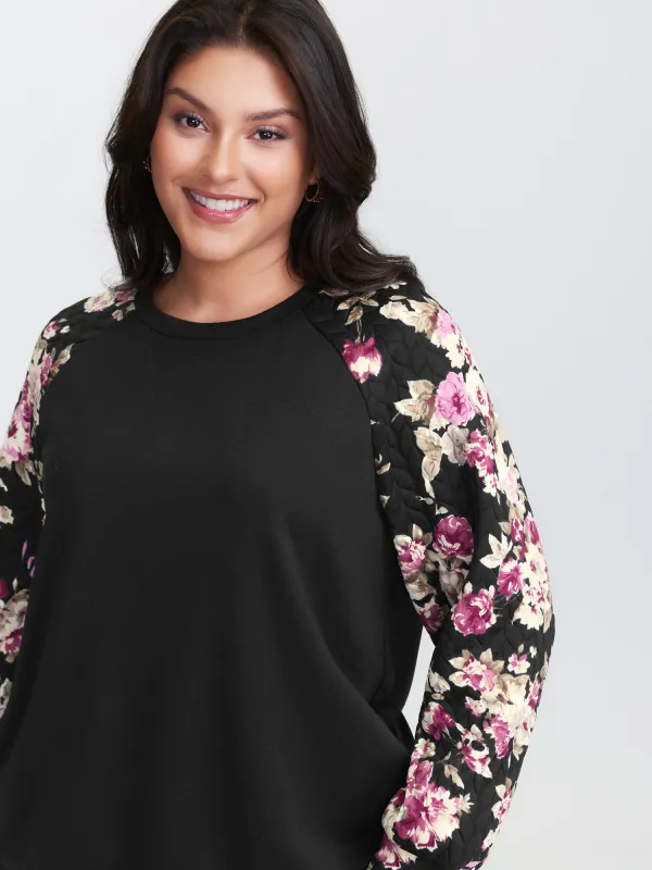 Floral Print Raglan Sleeve Sweatshirt sold by Bloomchic