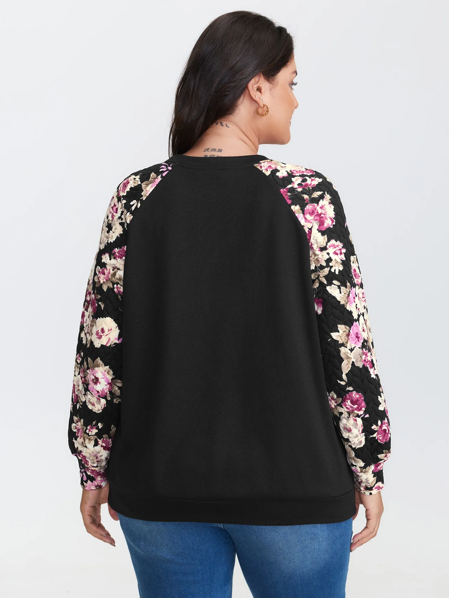 Floral Print Raglan Sleeve Sweatshirt sold by Bloomchic product image thumbnail 4