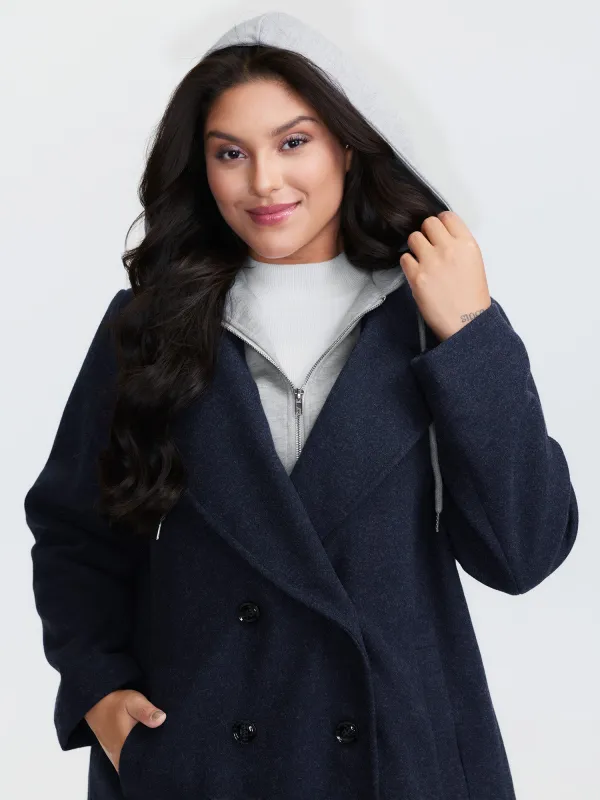 2 In 1 Double Breasted Hooded Coat sold by Bloomchic