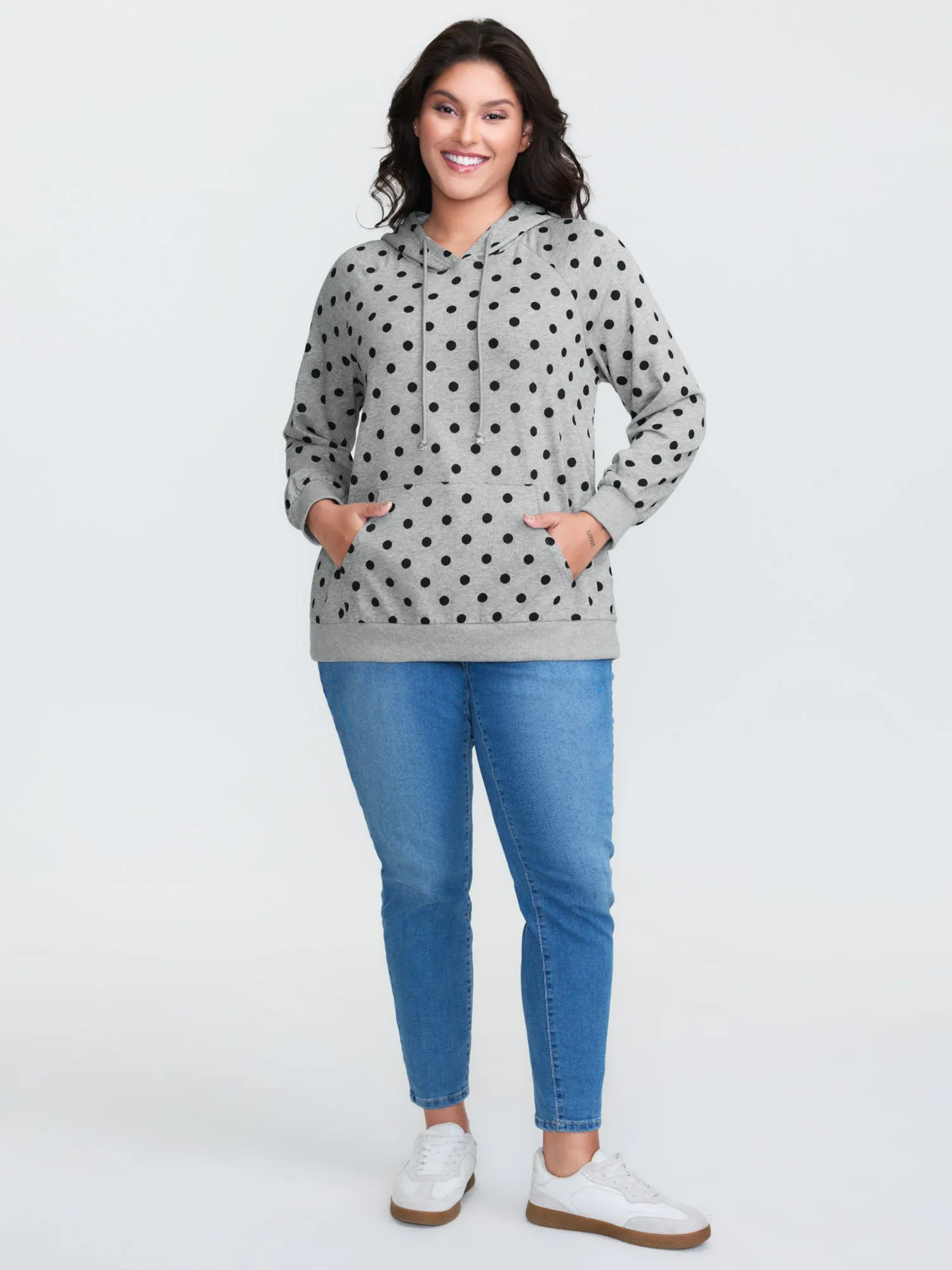 Polka Dot Drawstring Neck Hoodie sold by Bloomchic product image thumbnail 3