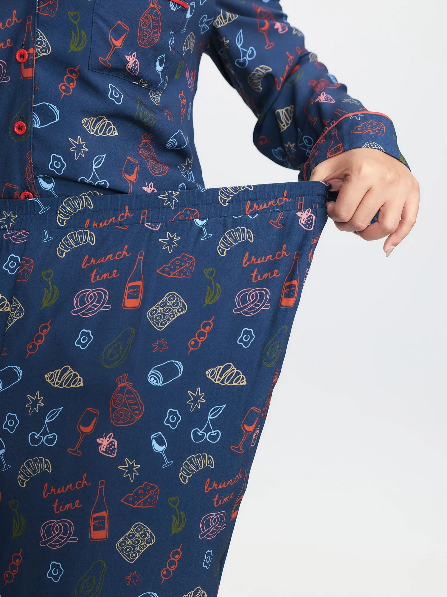 Food Print Elastic Waist Pocketed Lounge Bottoms sold by Bloomchic product image thumbnail 4