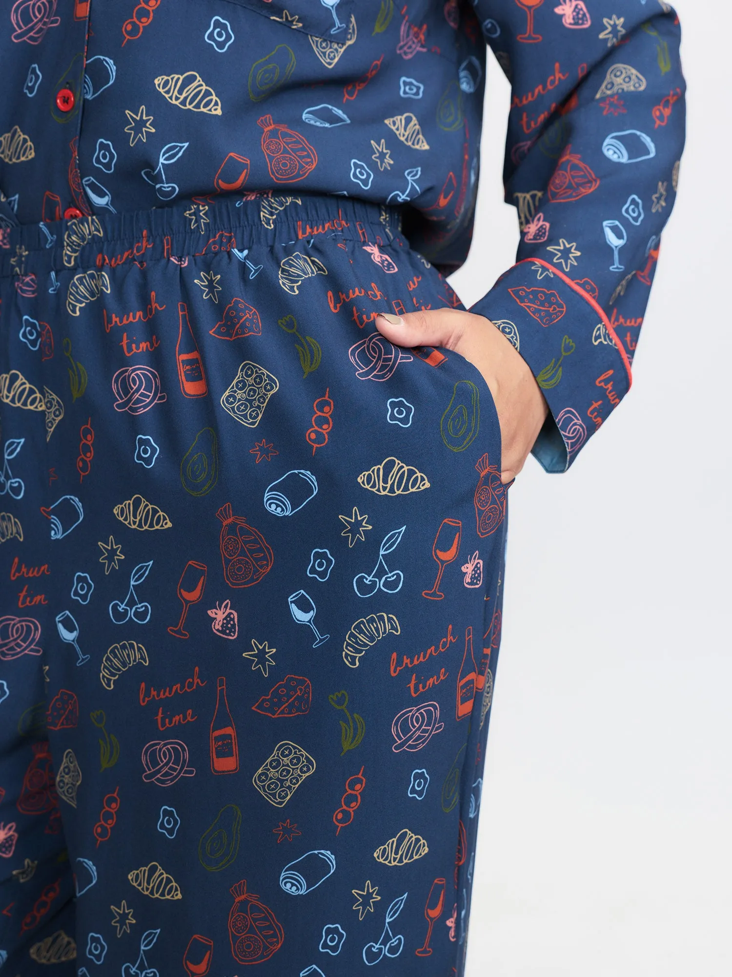 Food Print Elastic Waist Pocketed Lounge Bottoms sold by Bloomchic product image thumbnail 3