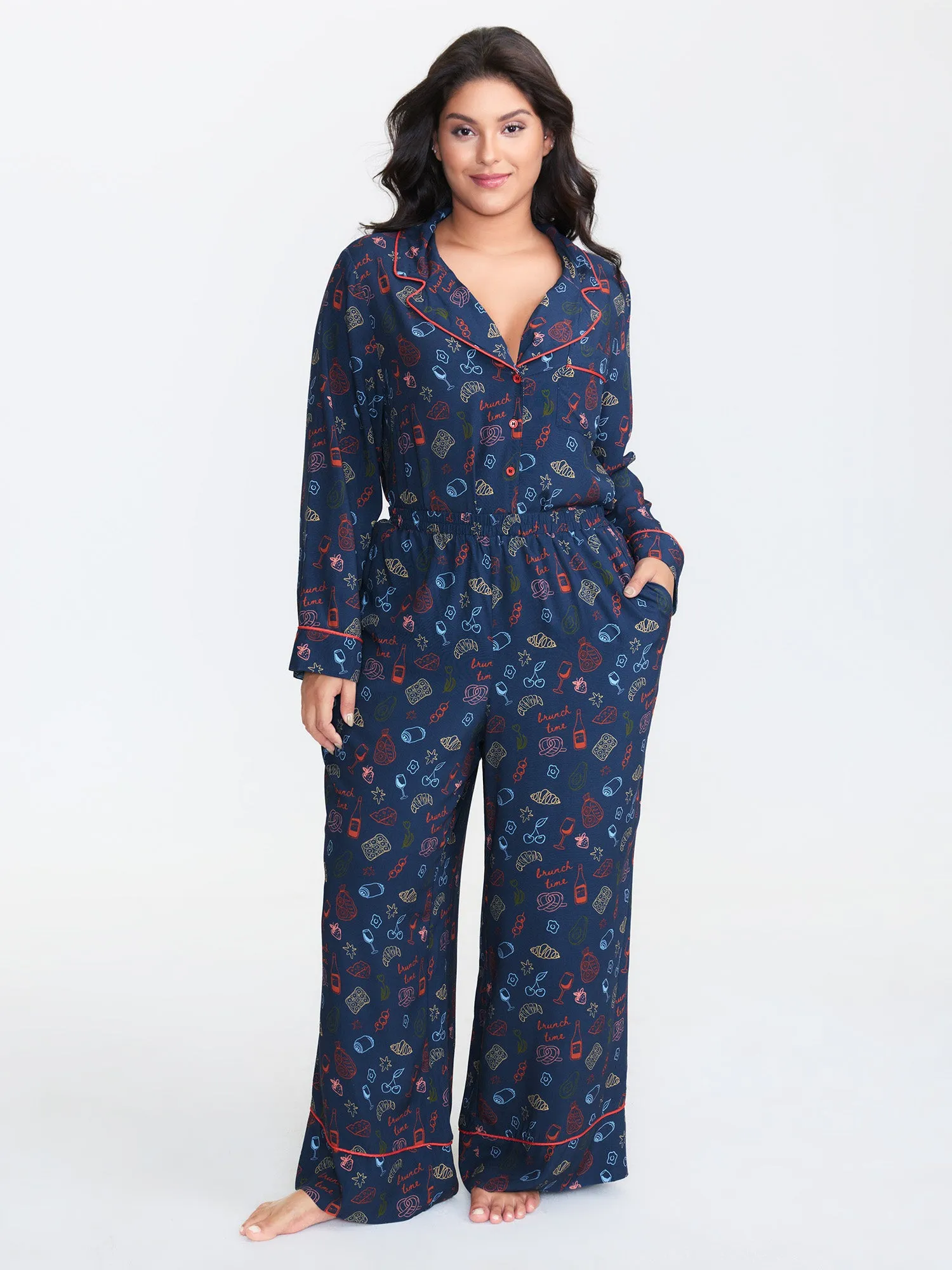 Food Print Elastic Waist Pocketed Lounge Bottoms sold by Bloomchic product image thumbnail 2