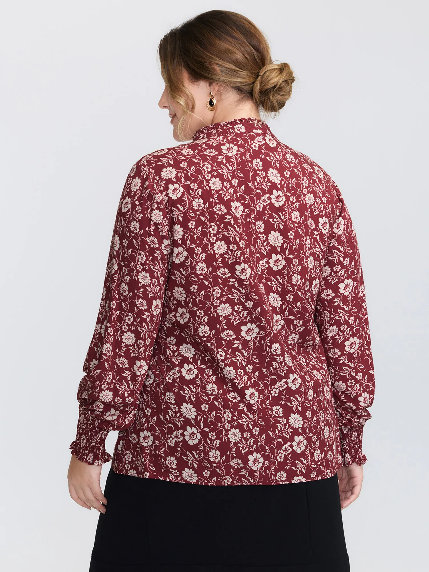 Floral Ruffled Collar Button Down Blouse sold by Bloomchic product image thumbnail 4