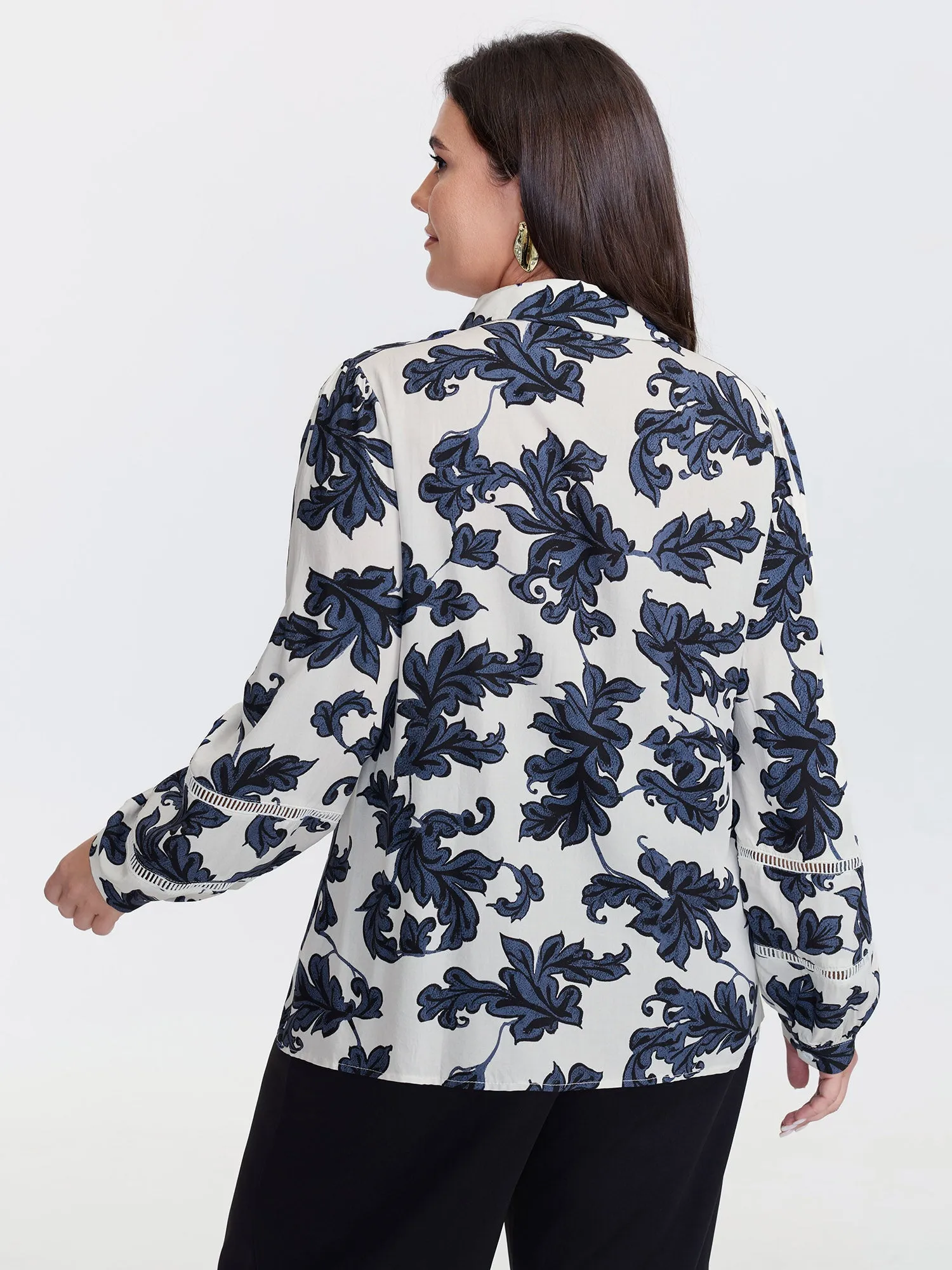 Floral Button Front Lace Relaxed Fit Blouse sold by Bloomchic product image thumbnail 5