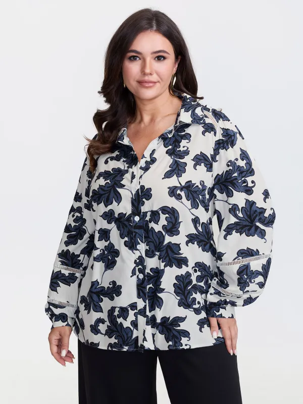 Floral Button Front Lace Relaxed Fit Blouse sold by Bloomchic