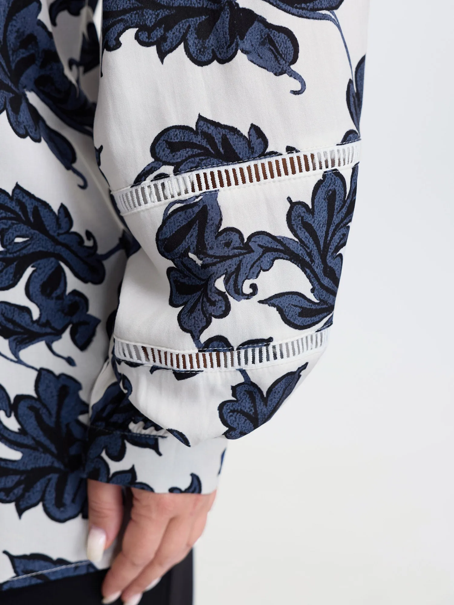 Floral Button Front Lace Relaxed Fit Blouse sold by Bloomchic product image thumbnail 4