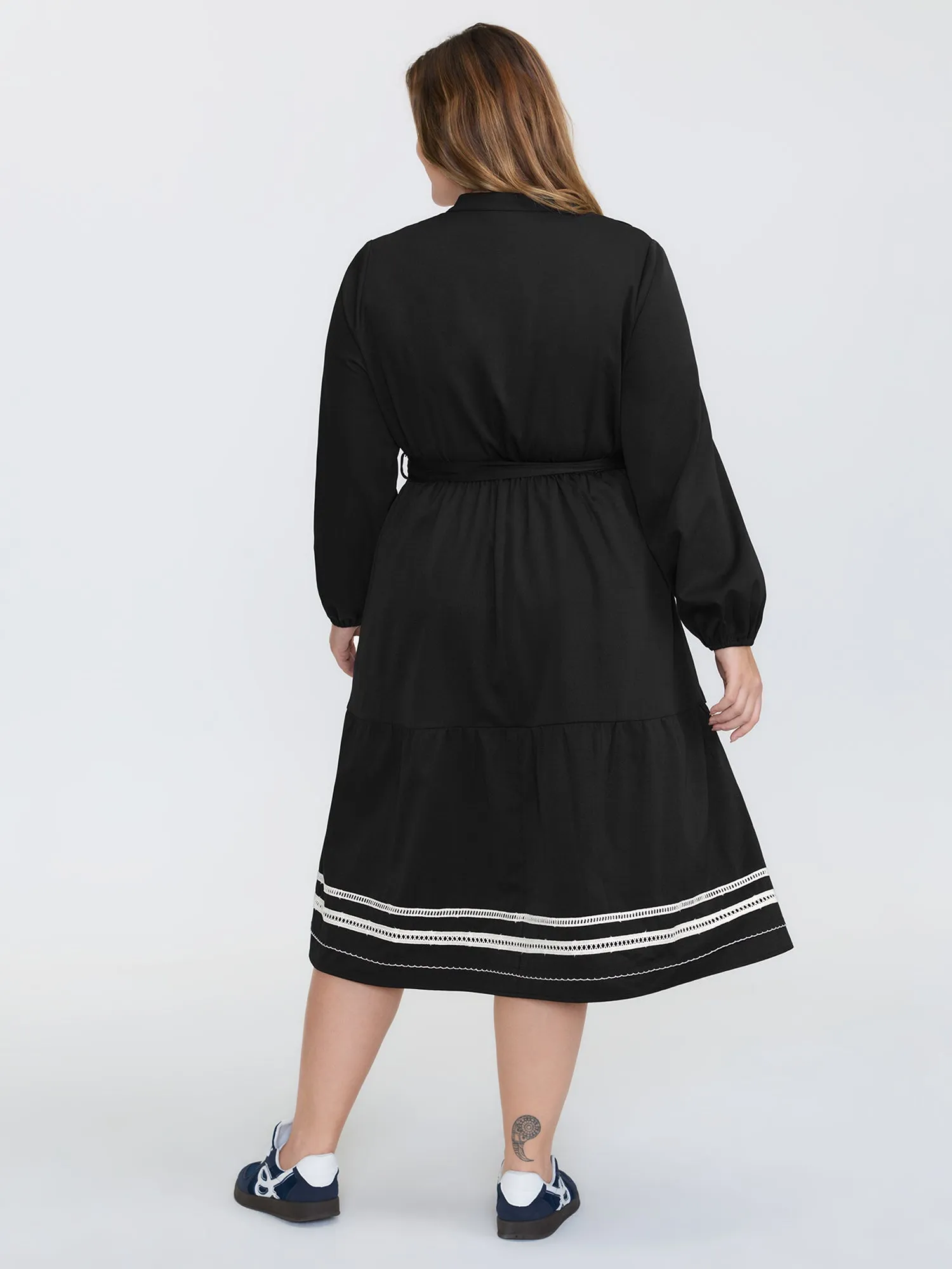 Button Front Belted Stitch Detail Midi Dress sold by Bloomchic product image thumbnail 5