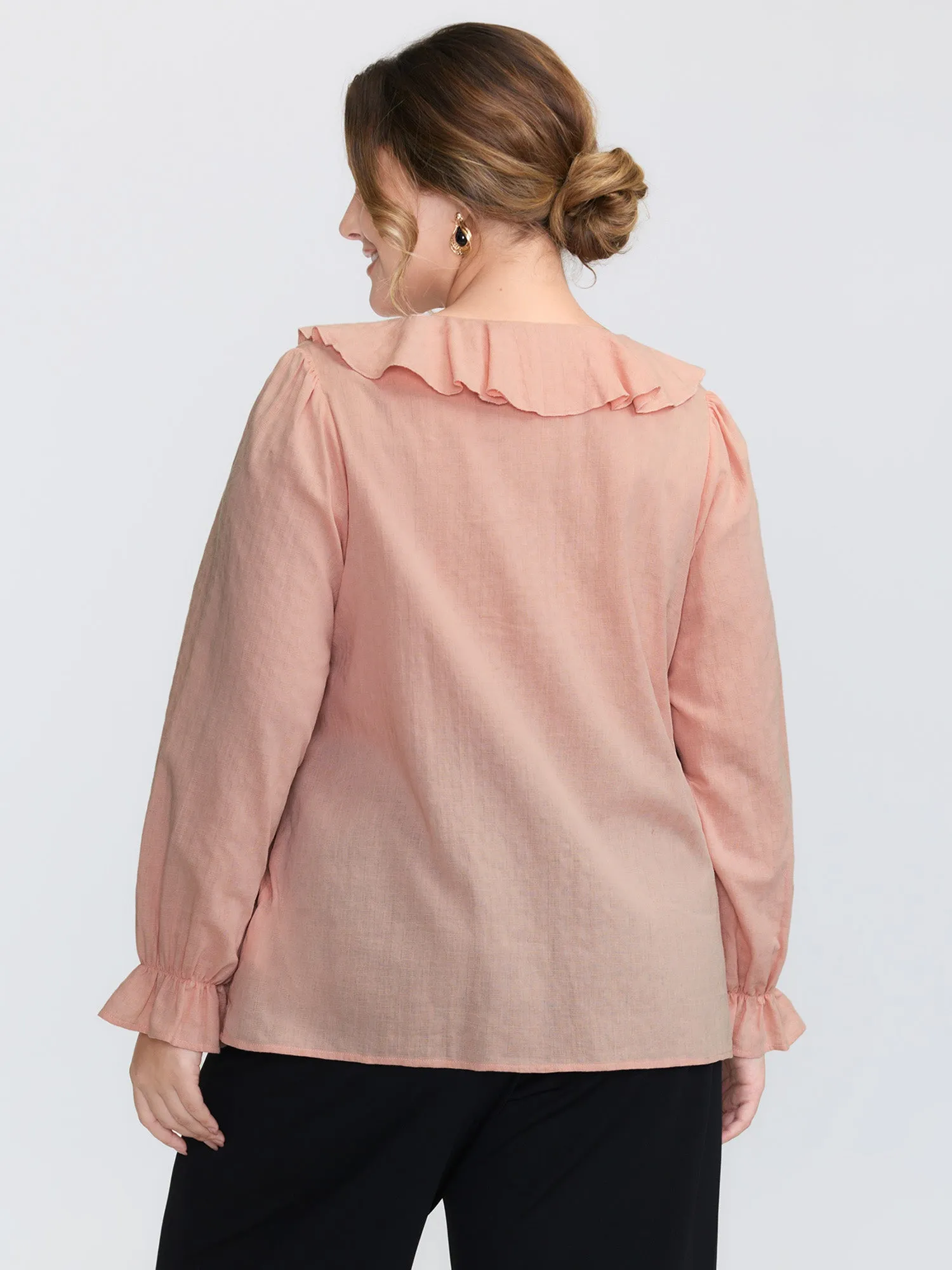 Textured Ruffled V-Neck Blouse sold by Bloomchic product image thumbnail 4