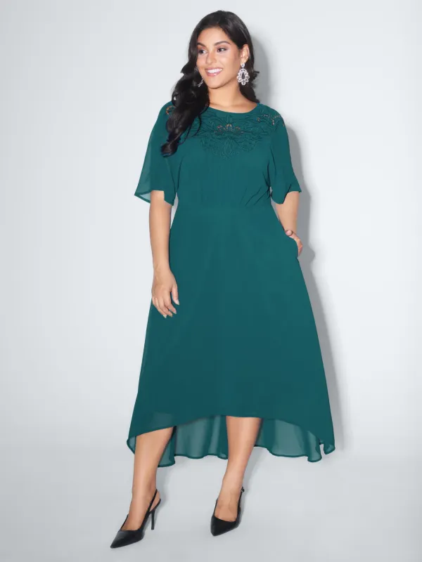 Two-Piece Embroidered Cut Out Midi Dress made by Bloomchic