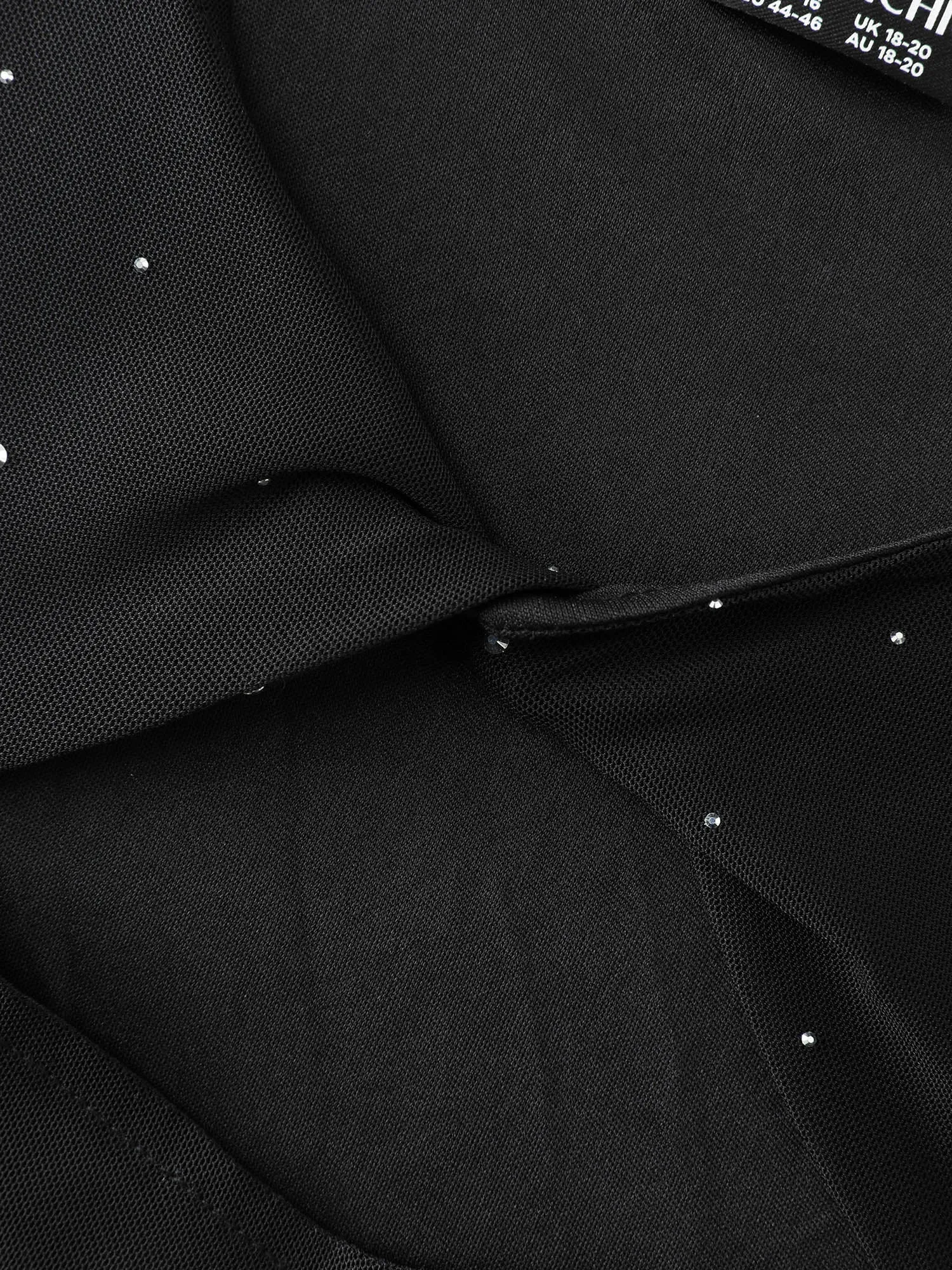 Rhinestone Cut Out Neck Mesh Sheer Blouse sold by Bloomchic product image thumbnail 5