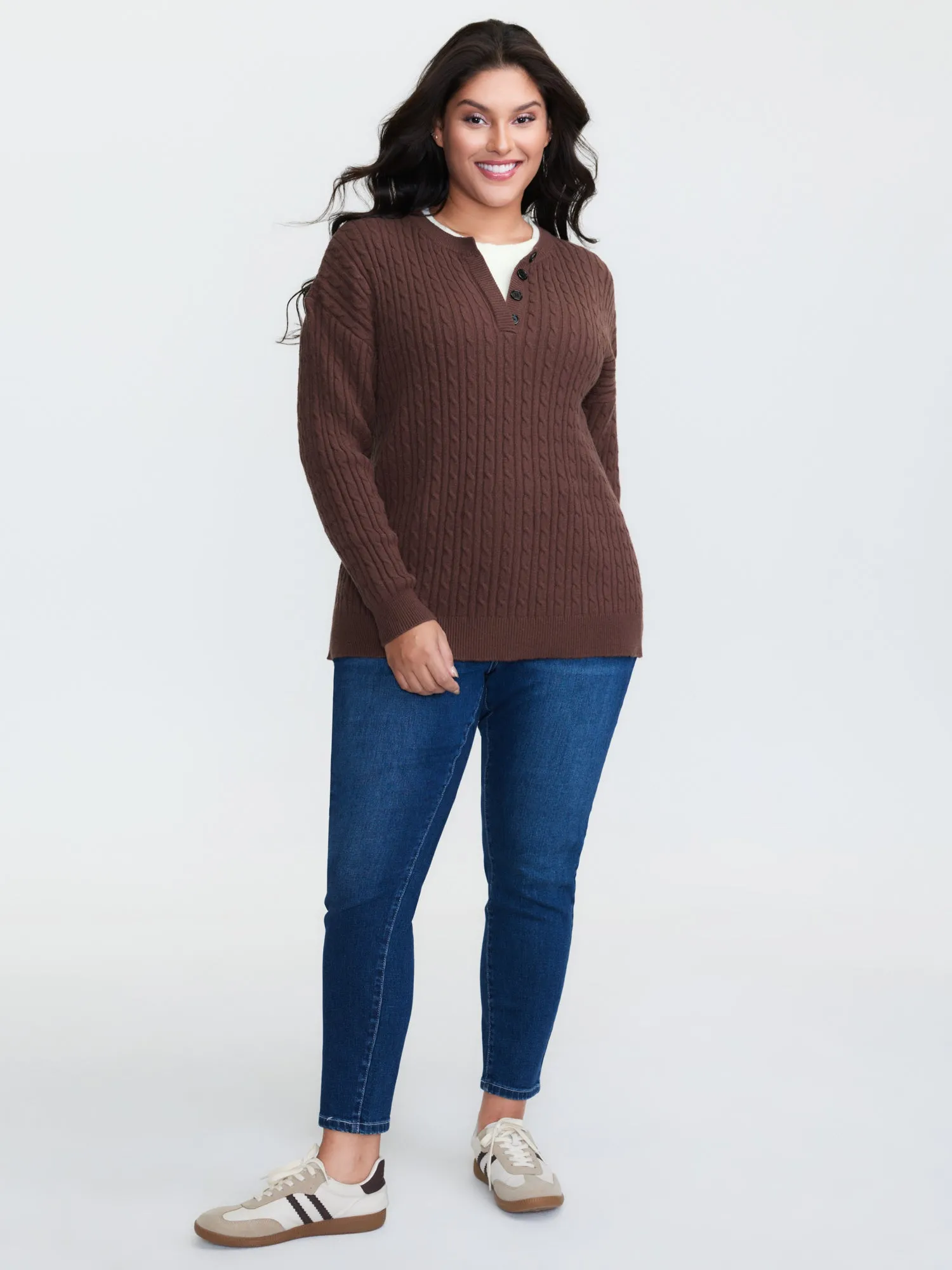 Supersoft Cable Knit Henley Pullover sold by Bloomchic product image thumbnail 3