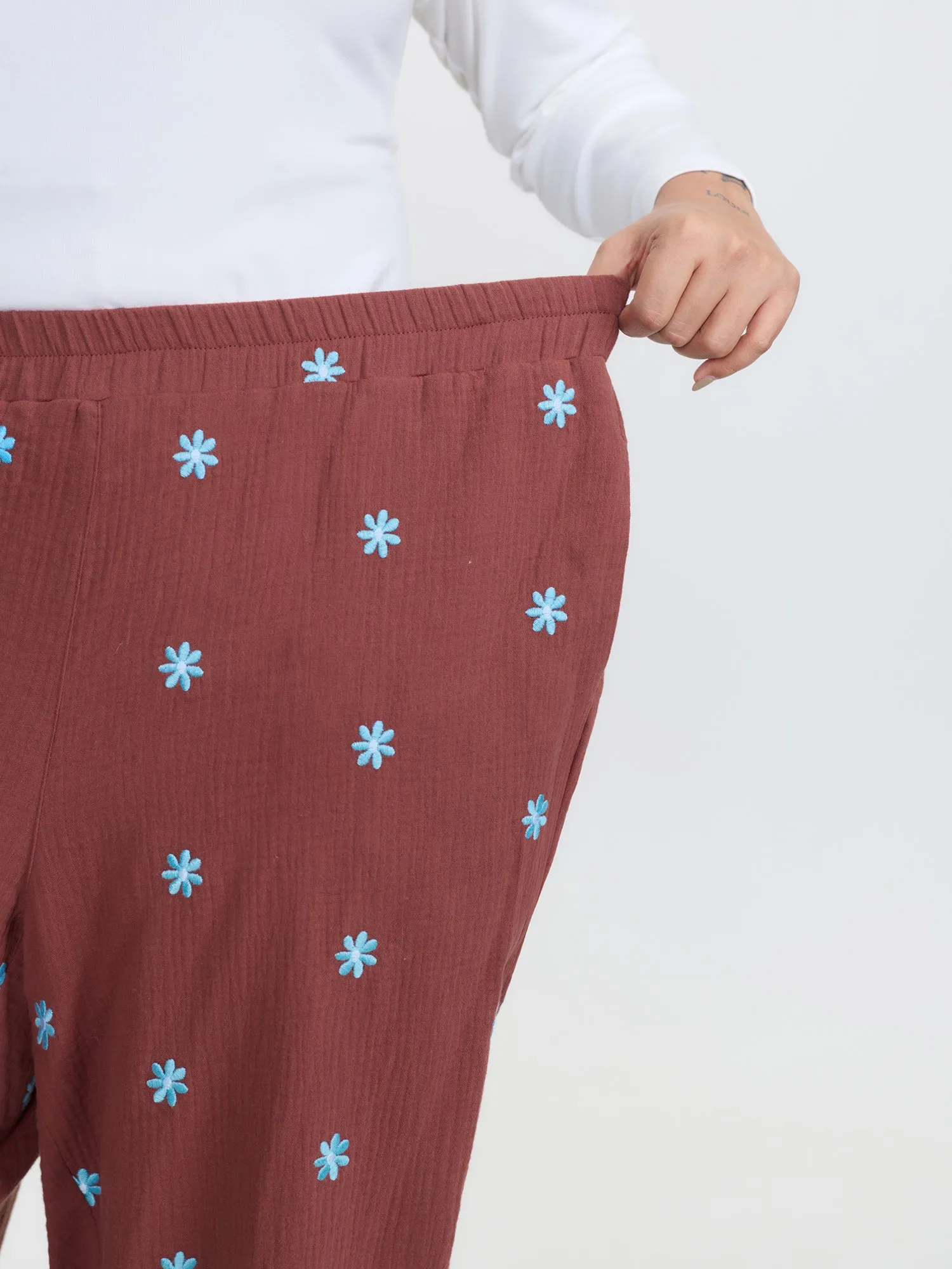 Supersoft Floral Embroidered Pants sold by Bloomchic product image thumbnail 3