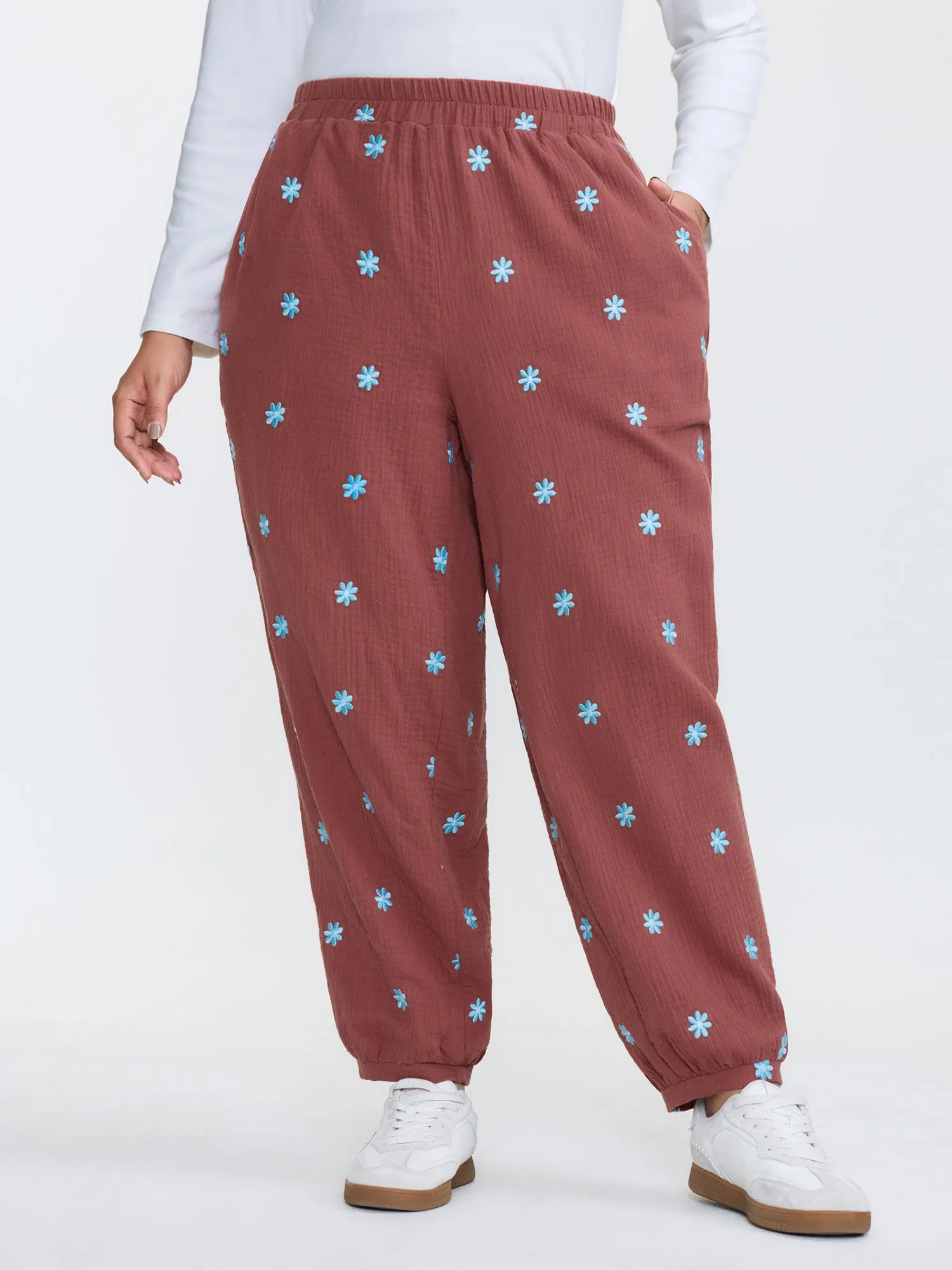 Supersoft Floral Embroidered Pants sold by Bloomchic