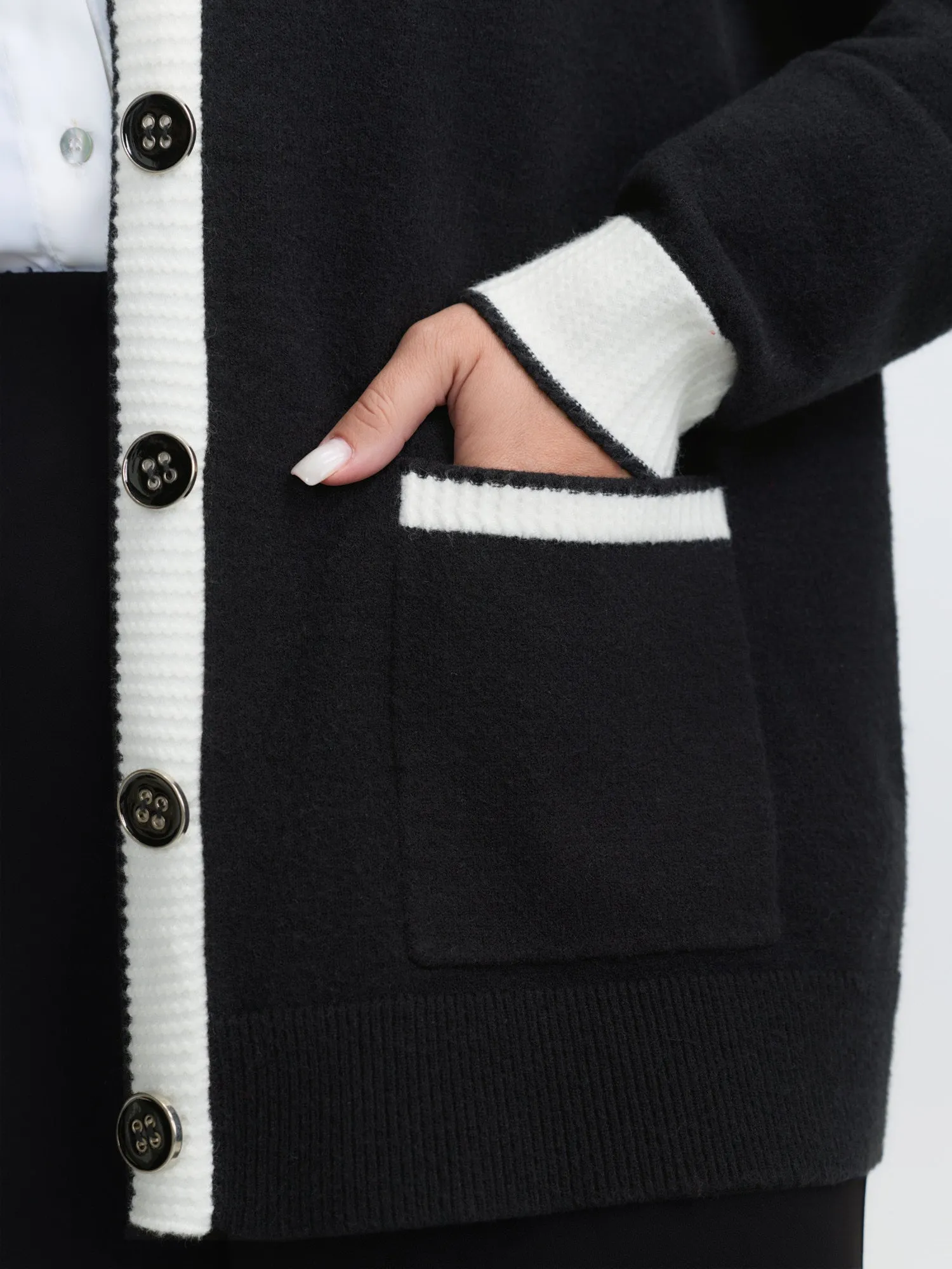 Supersoft Contrast Trim Pocketed Cardigan sold by Bloomchic product image thumbnail 4