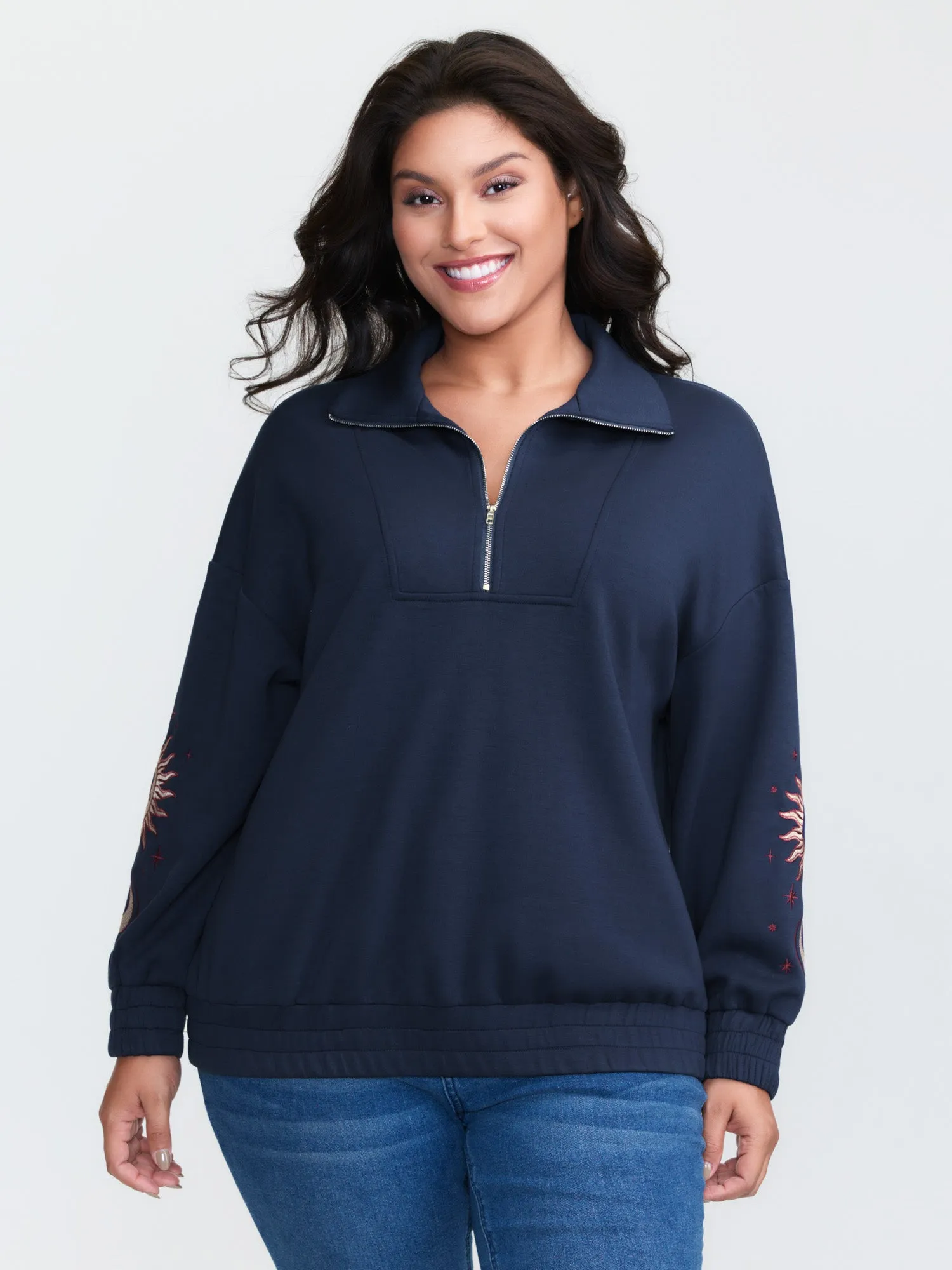 Supersoft Embroidered Half-Zip Sweatshirt sold by Bloomchic product image thumbnail 2