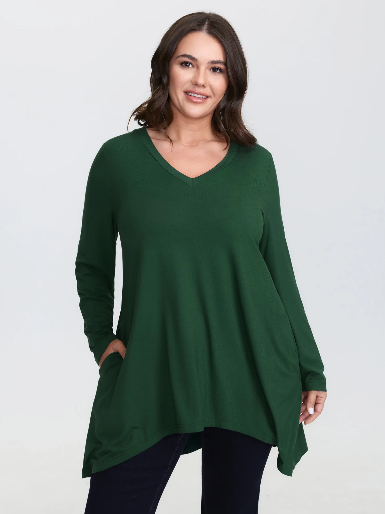 Supersoft V Neck High Low Hem T-Shirt sold by Bloomchic
