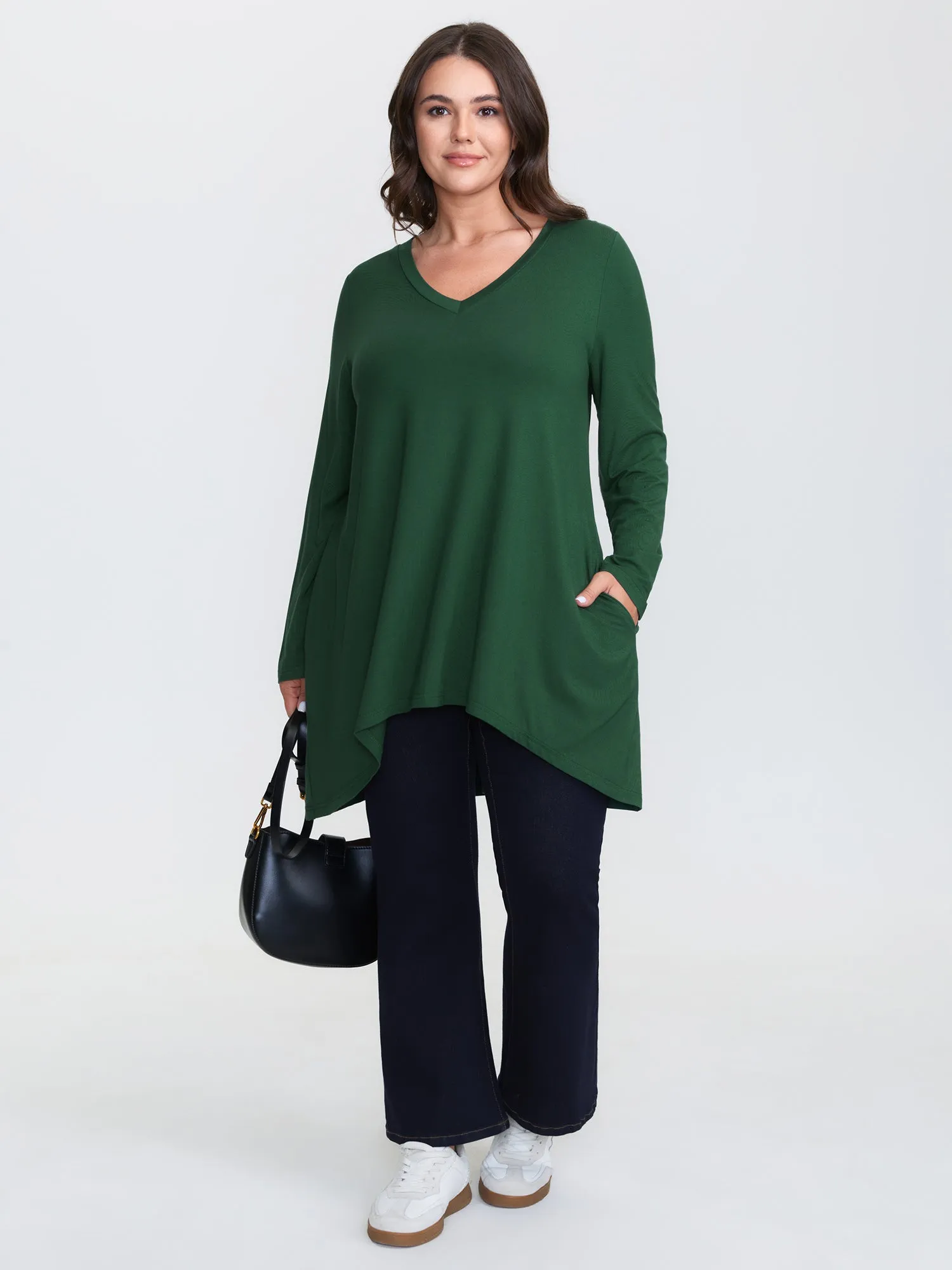 Supersoft V Neck High Low Hem T-Shirt sold by Bloomchic product image thumbnail 2