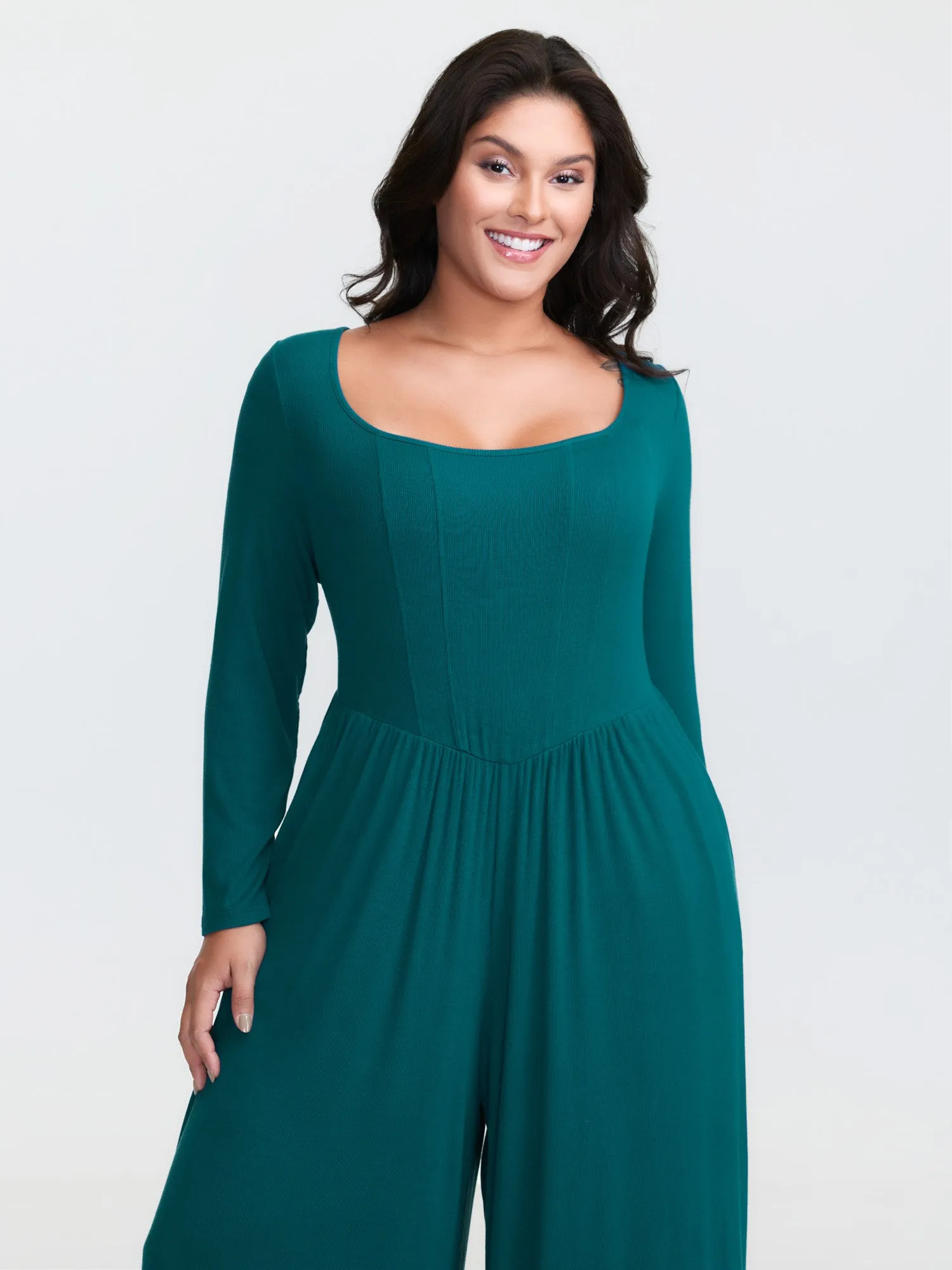 Supersoft Square Neck Smocked Waist Jumpsuit sold by Bloomchic product image thumbnail 4