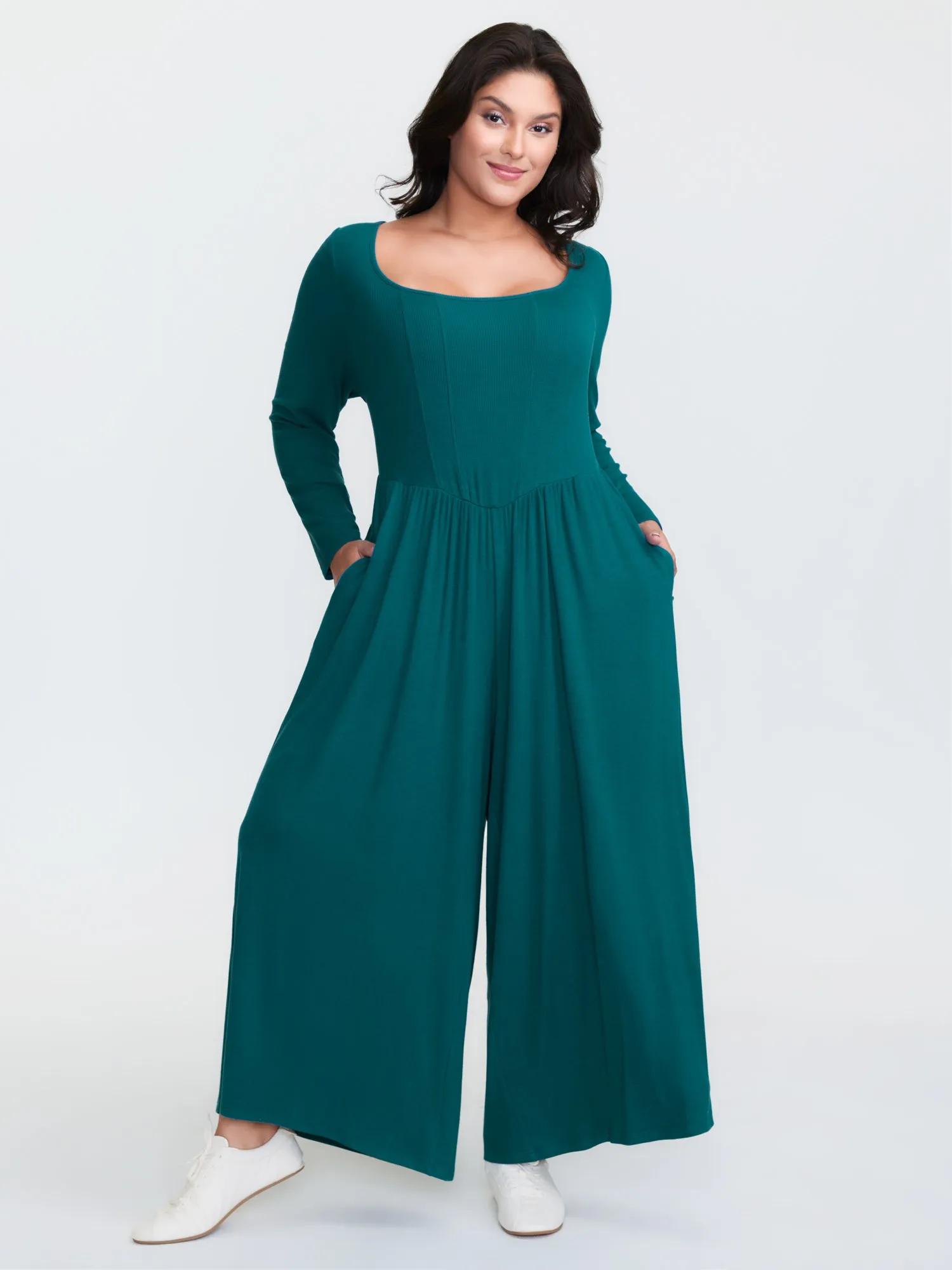 Supersoft Square Neck Smocked Waist Jumpsuit sold by Bloomchic product image thumbnail 3