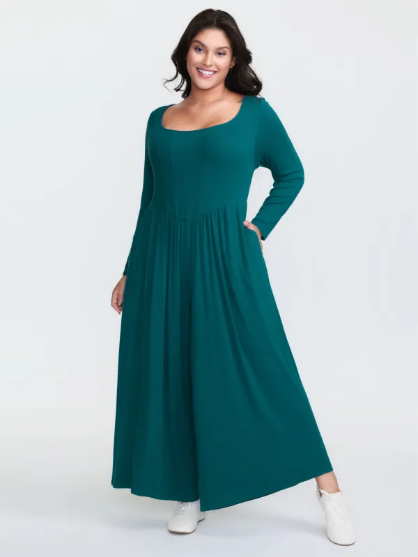 Supersoft Square Neck Smocked Waist Jumpsuit sold by Bloomchic