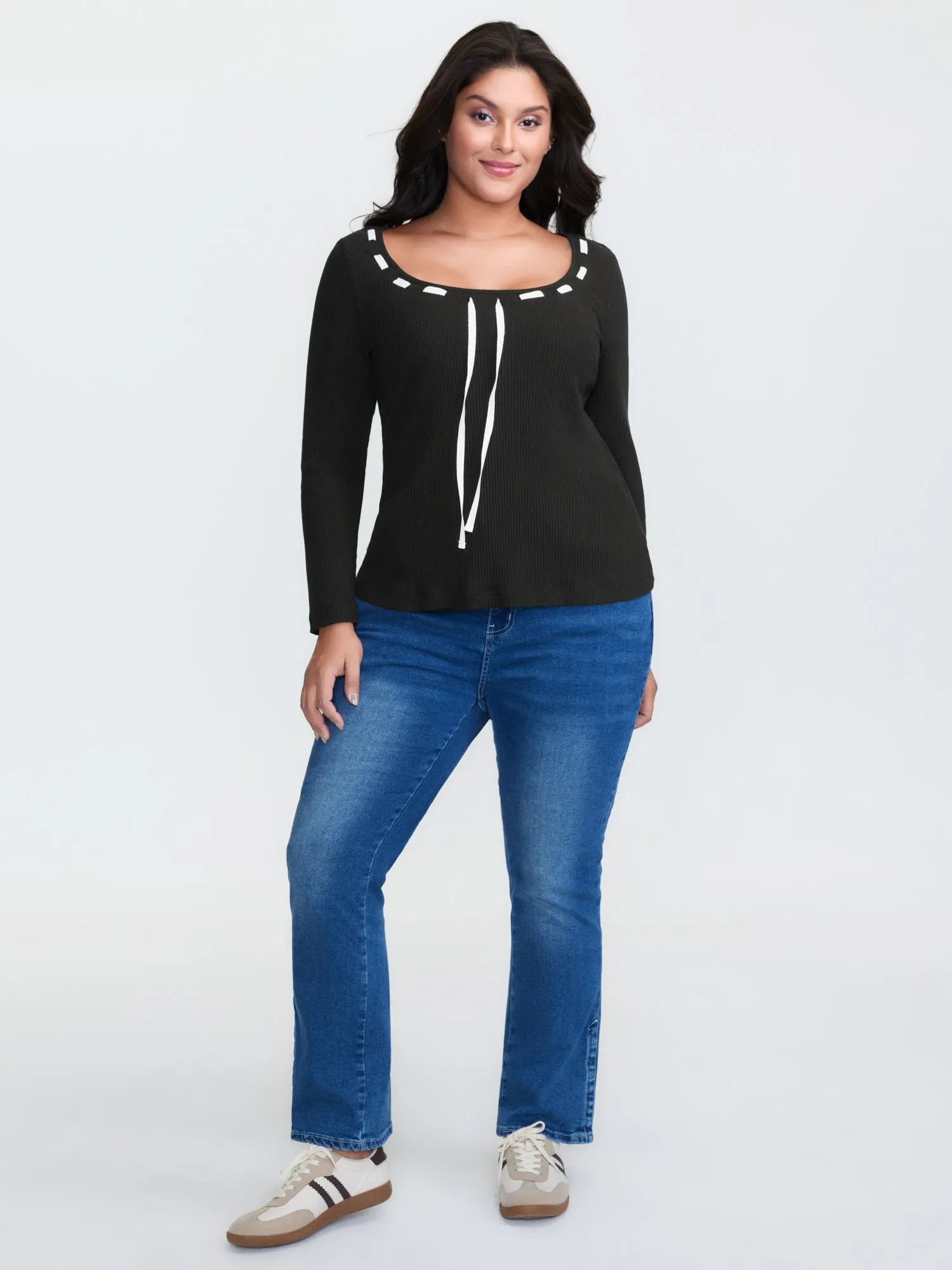 Supersoft Bow Tie Detail Ribbed Knit Top sold by Bloomchic product image thumbnail 3