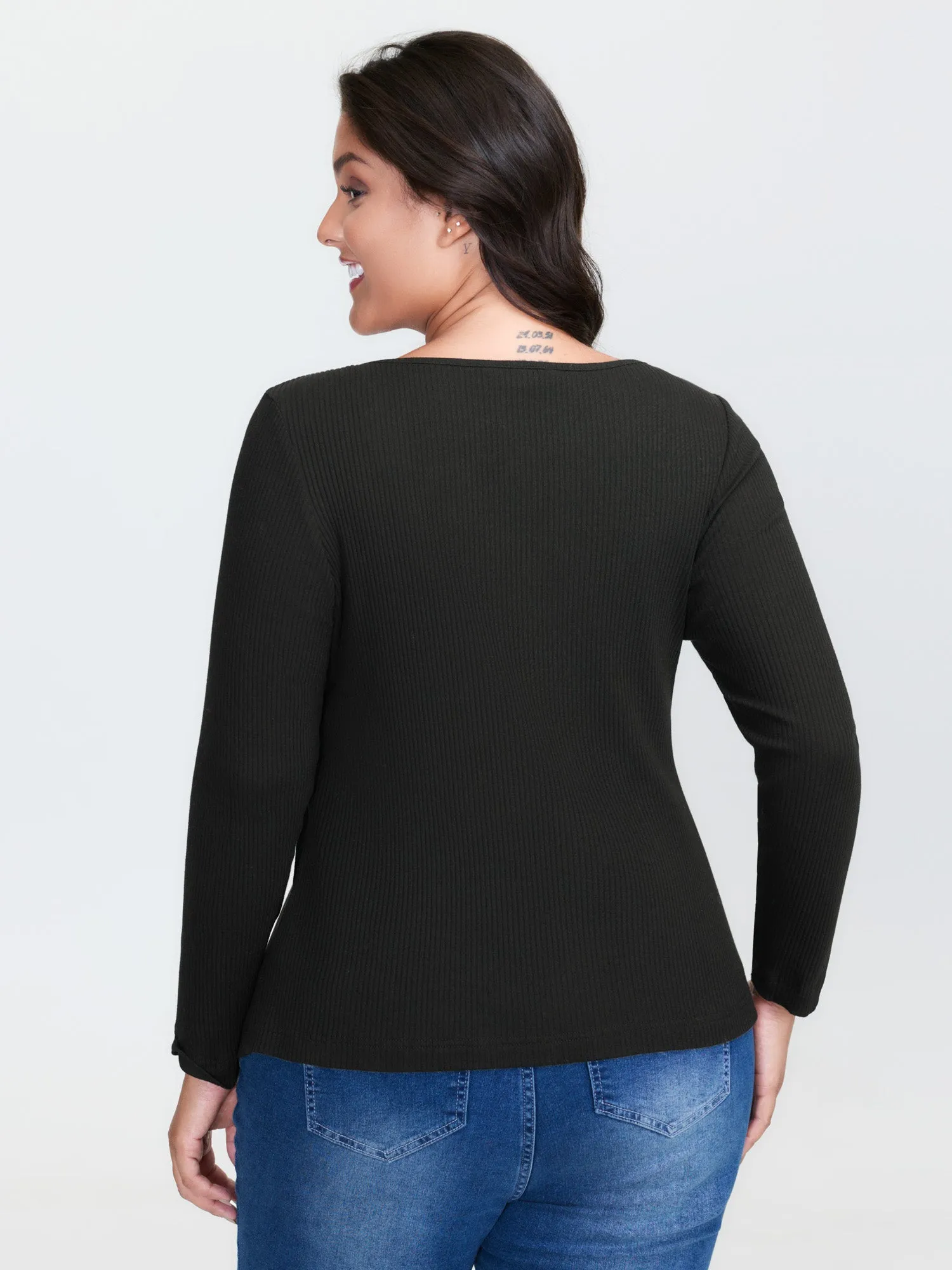 Supersoft Bow Tie Detail Ribbed Knit Top sold by Bloomchic product image thumbnail 4