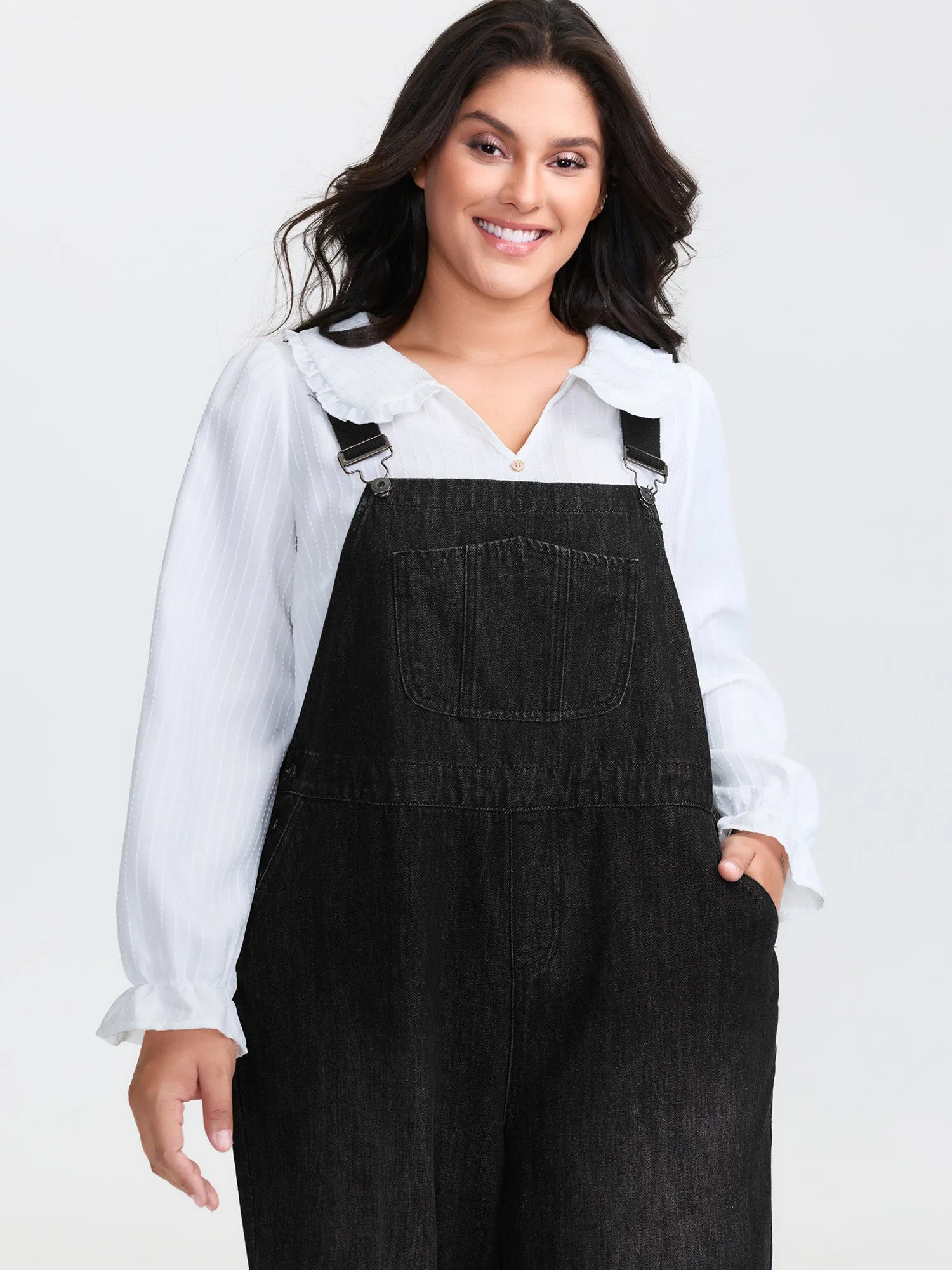 Cotton Denim Adjustable Strap Pocketed Jumpsuit sold by Bloomchic product image thumbnail 2