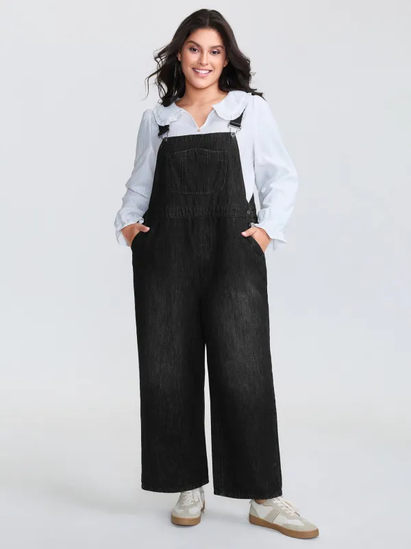 Cotton Denim Adjustable Strap Pocketed Jumpsuit sold by Bloomchic
