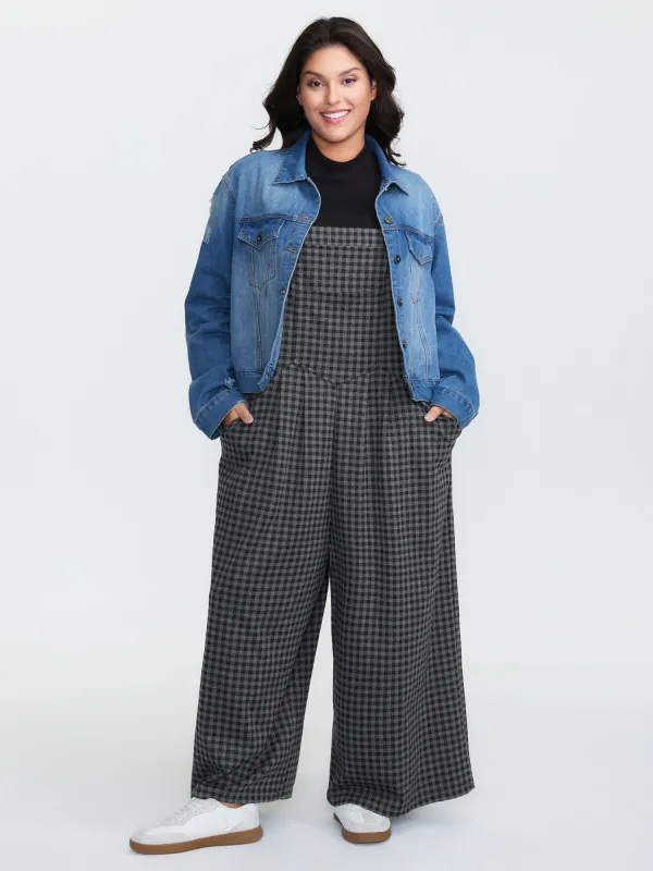 Checkered Pattern Pleated Jumpsuit sold by Bloomchic
