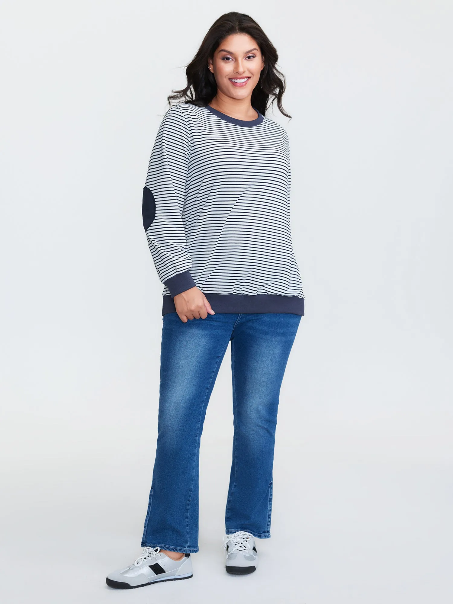 Colorblock Stripe Round Neck Sweatshirt sold by Bloomchic product image thumbnail 3