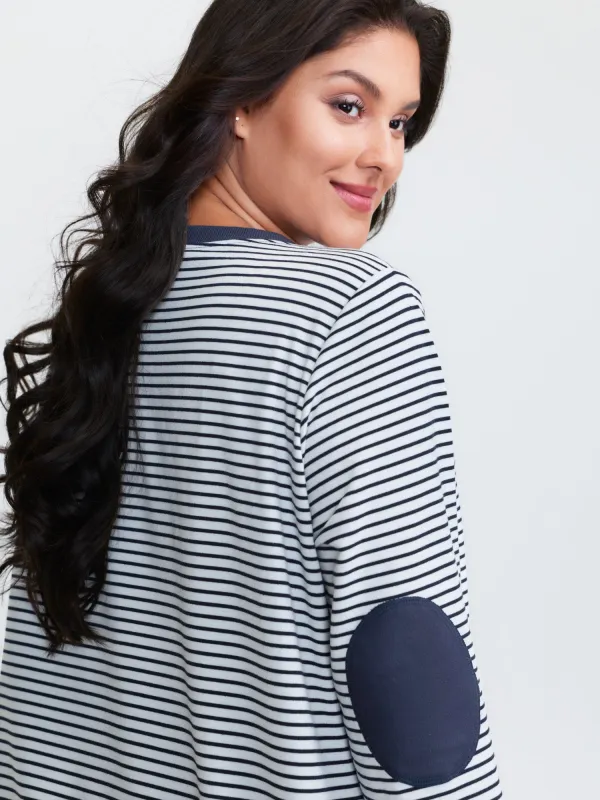 Colorblock Stripe Round Neck Sweatshirt sold by Bloomchic