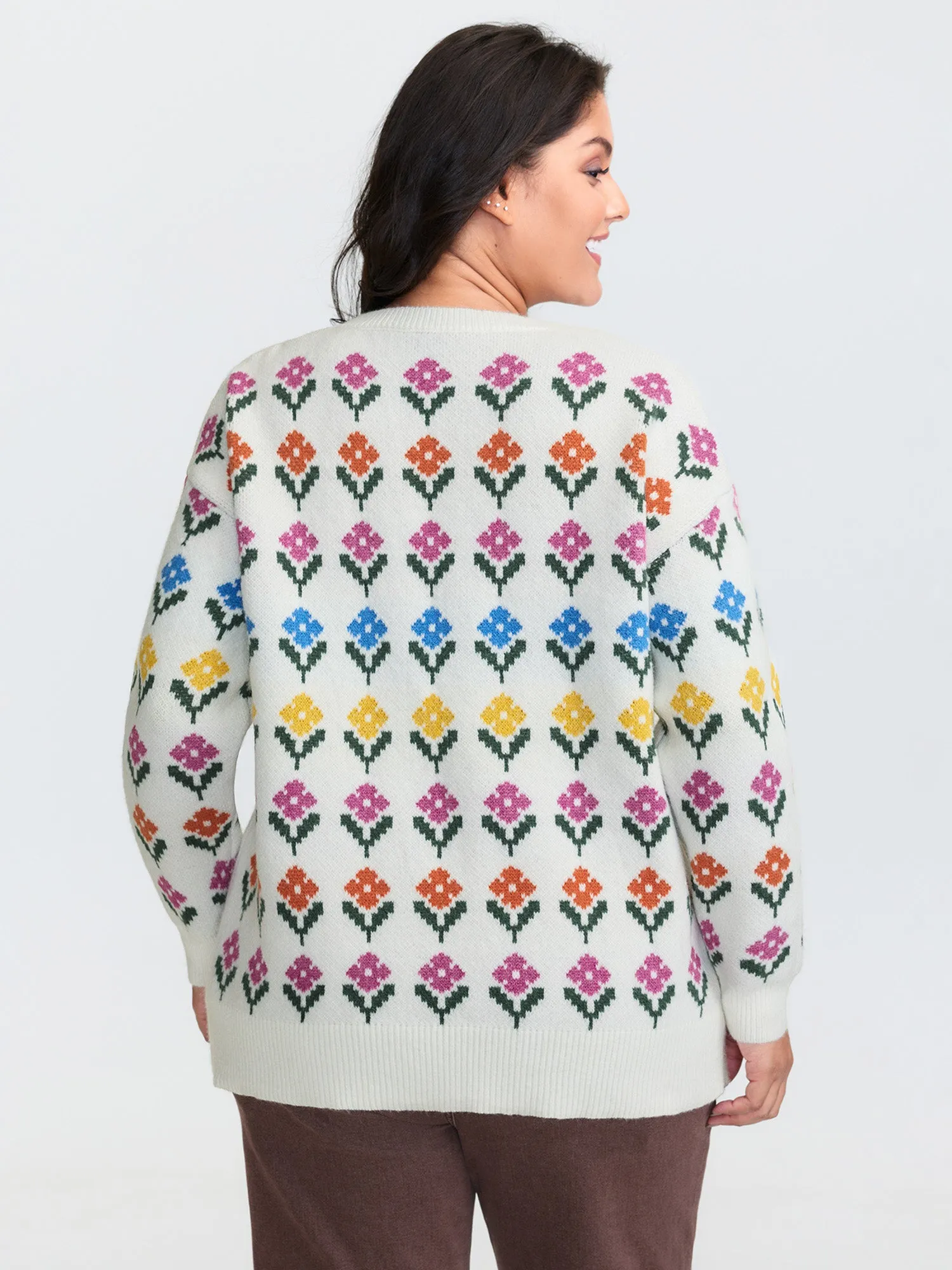 Multicolor Jacquard Pattern Pullover sold by Bloomchic product image thumbnail 4