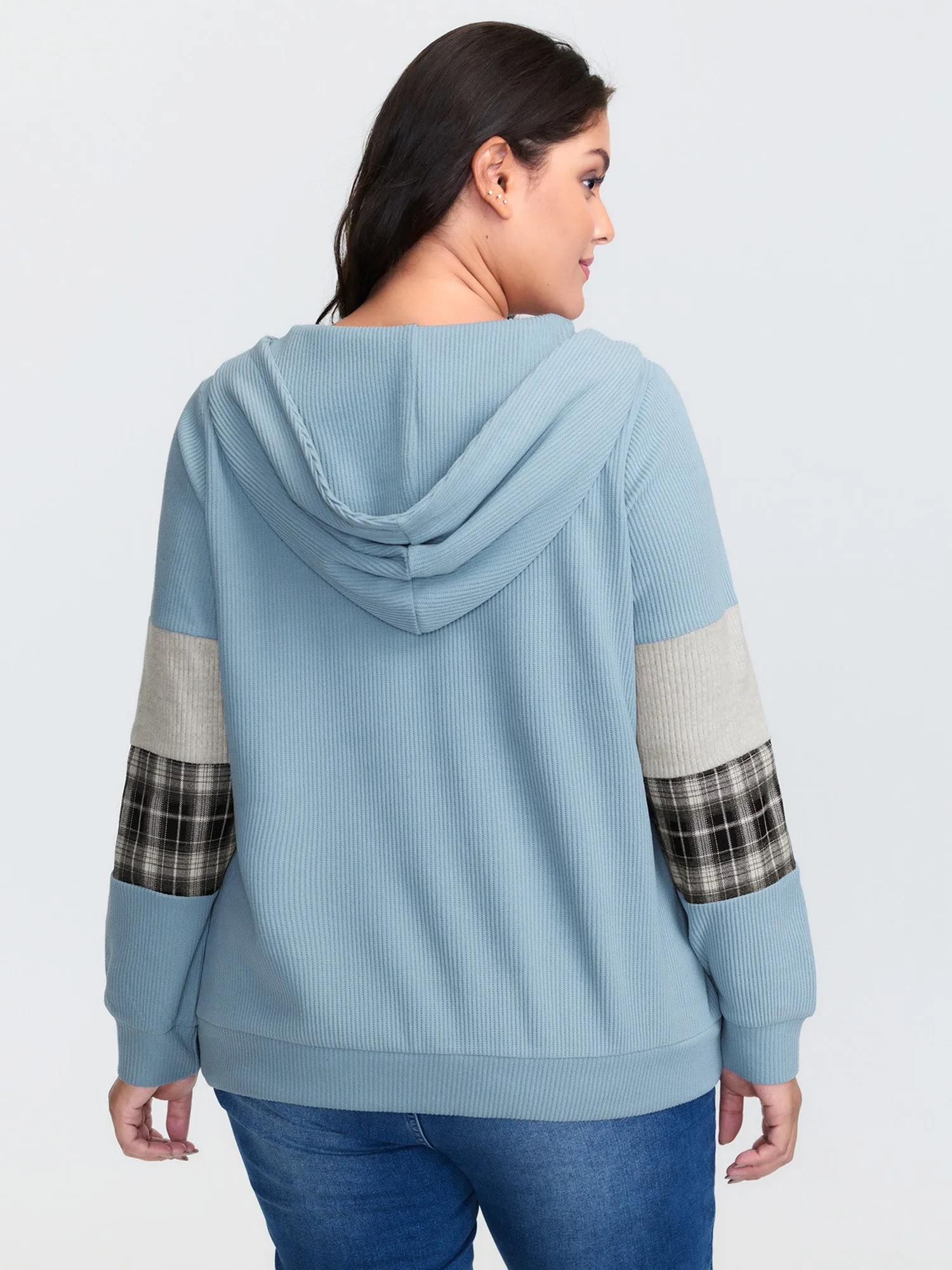 Waffle Weave Color Contrast Hoodie sold by Bloomchic product image thumbnail 4