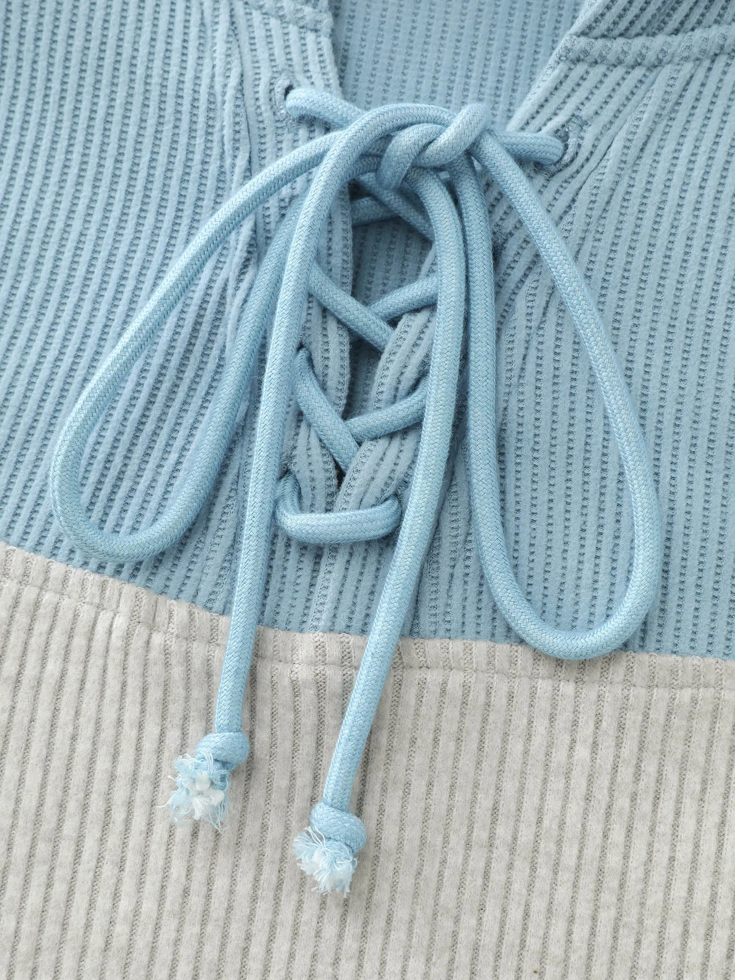 Waffle Weave Color Contrast Hoodie sold by Bloomchic product image thumbnail 5