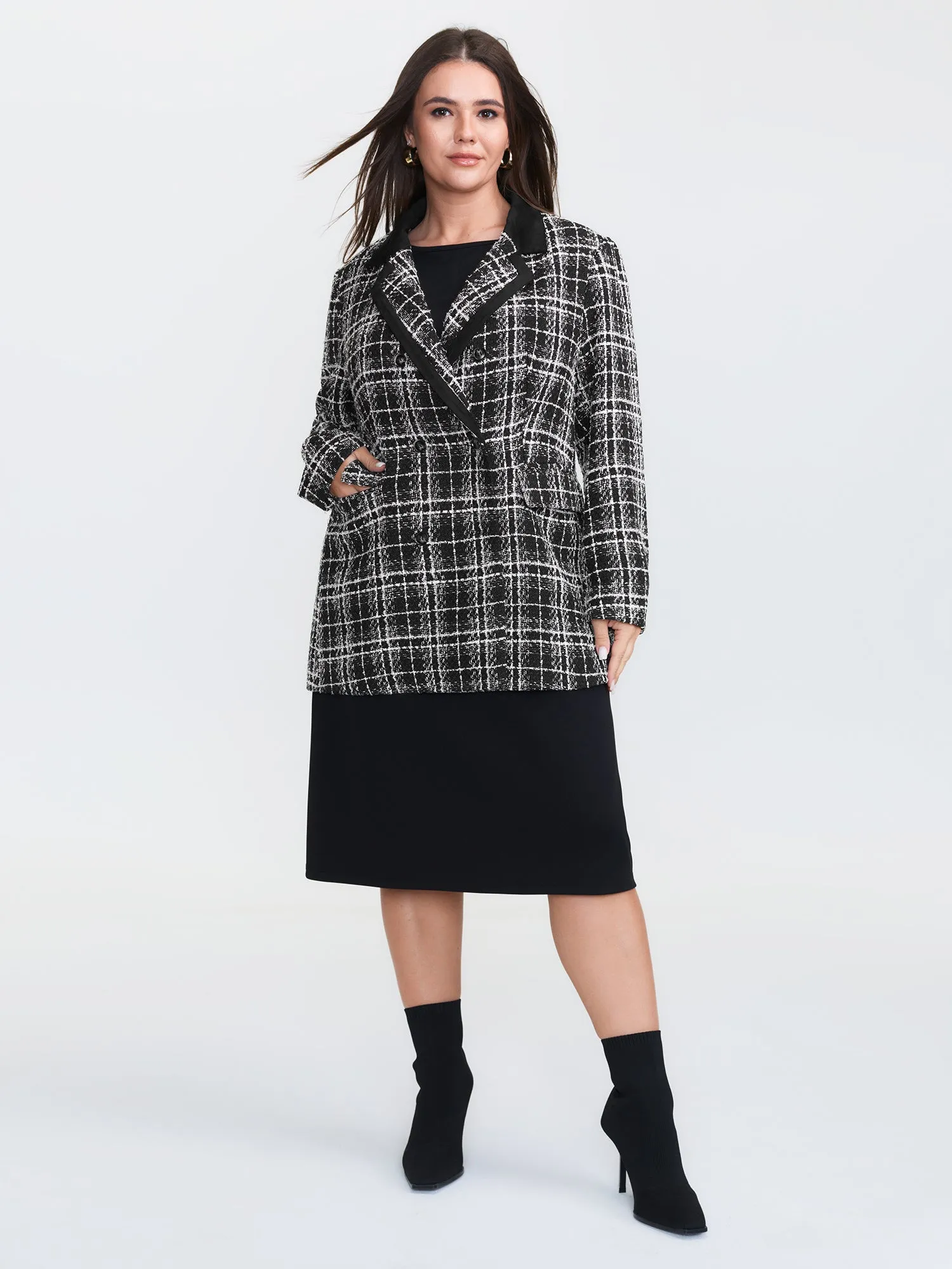 Tweed Print Lined Double Breasted Blazer sold by Bloomchic product image thumbnail 2