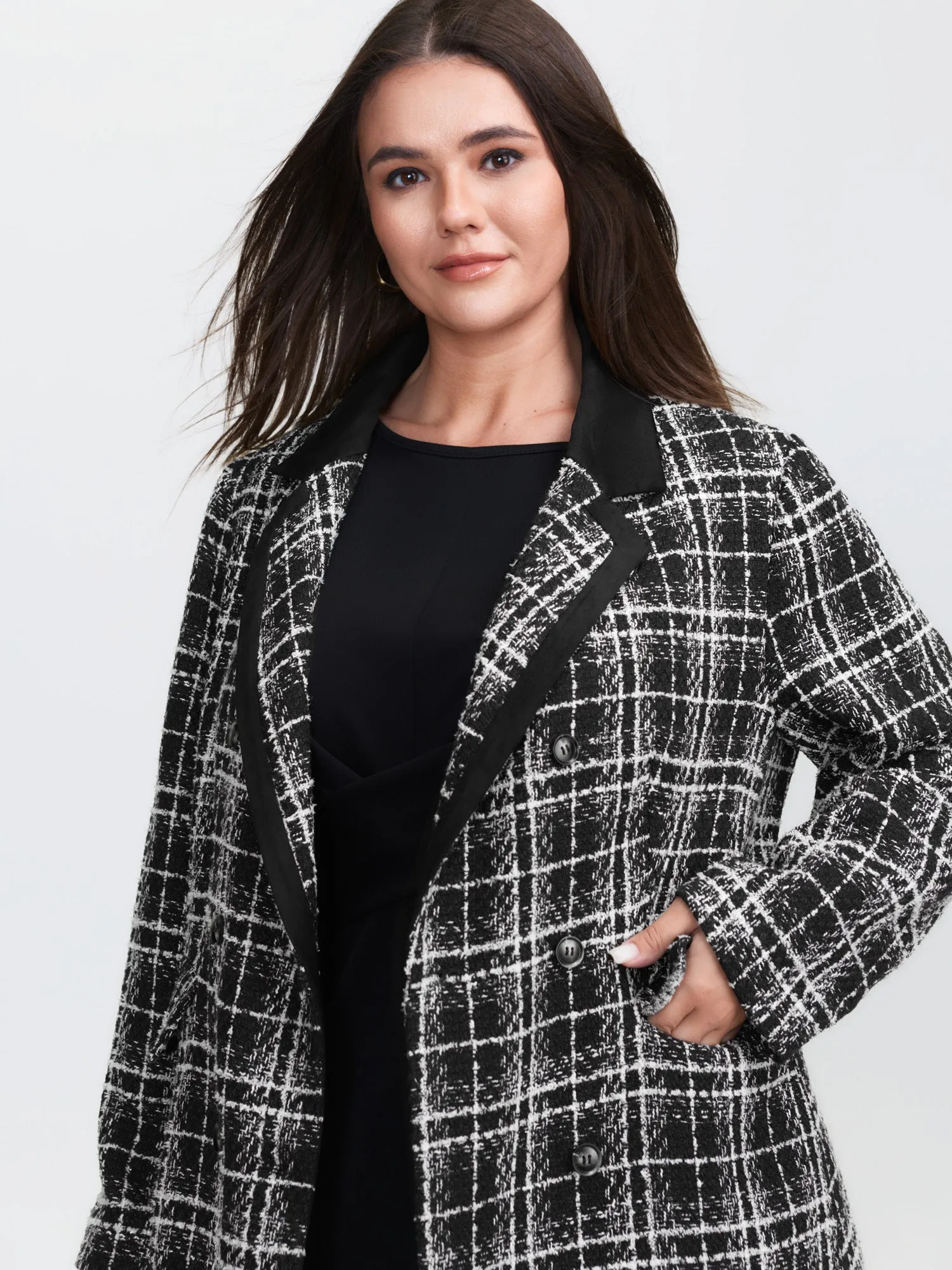 Tweed Print Lined Double Breasted Blazer sold by Bloomchic product image thumbnail 3