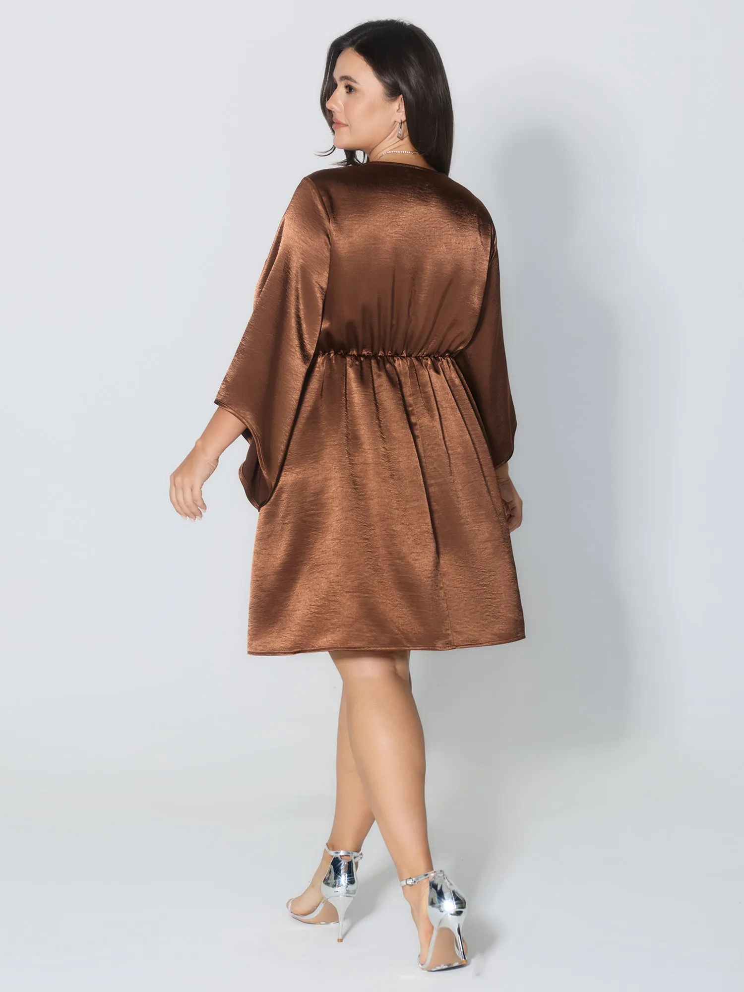 Flared Sleeve Metal Detail Waistline Mini Dress sold by Bloomchic product image thumbnail 4