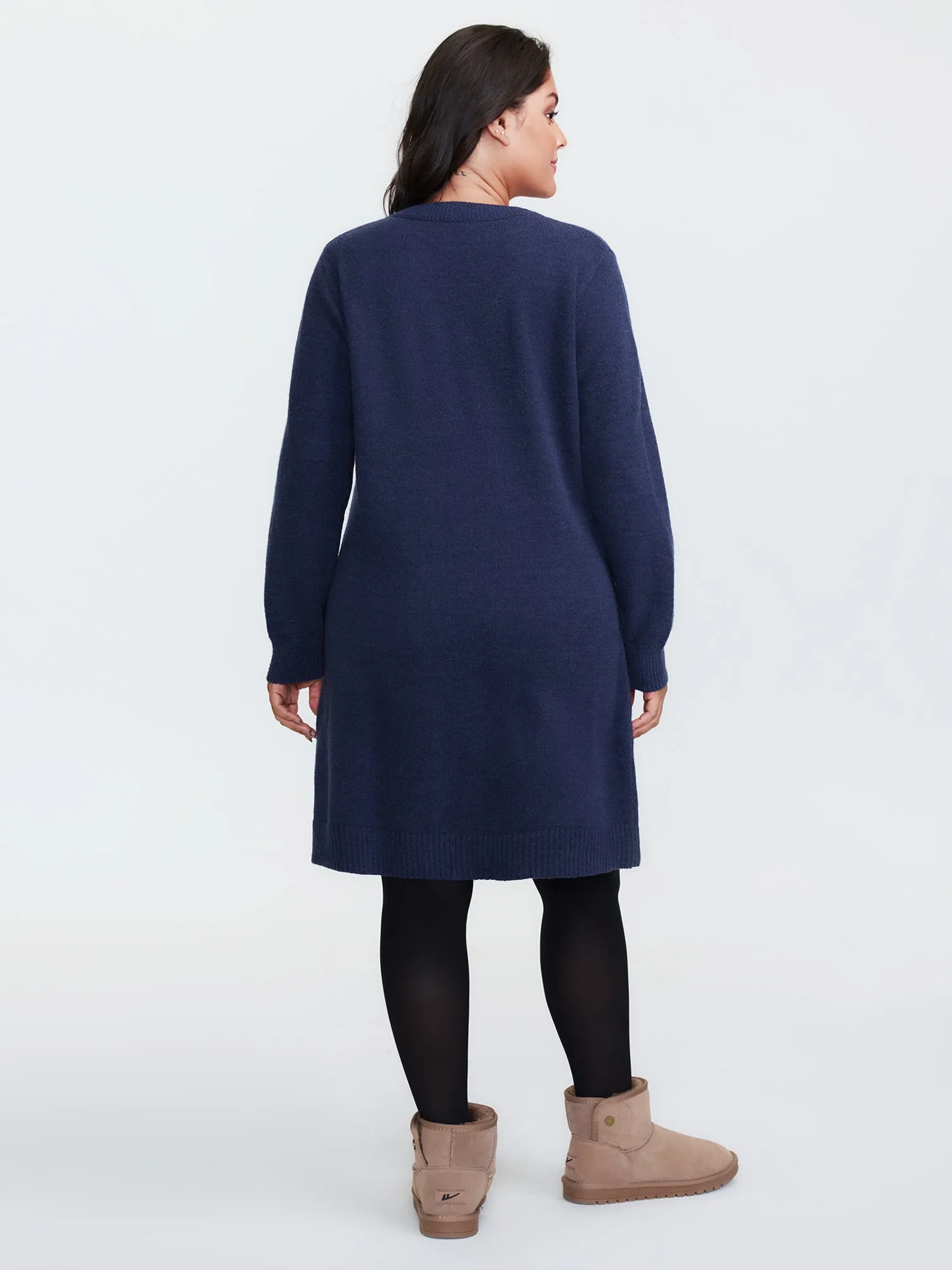 Crew Neck Solid Midi Sweater Dress sold by Bloomchic product image thumbnail 4