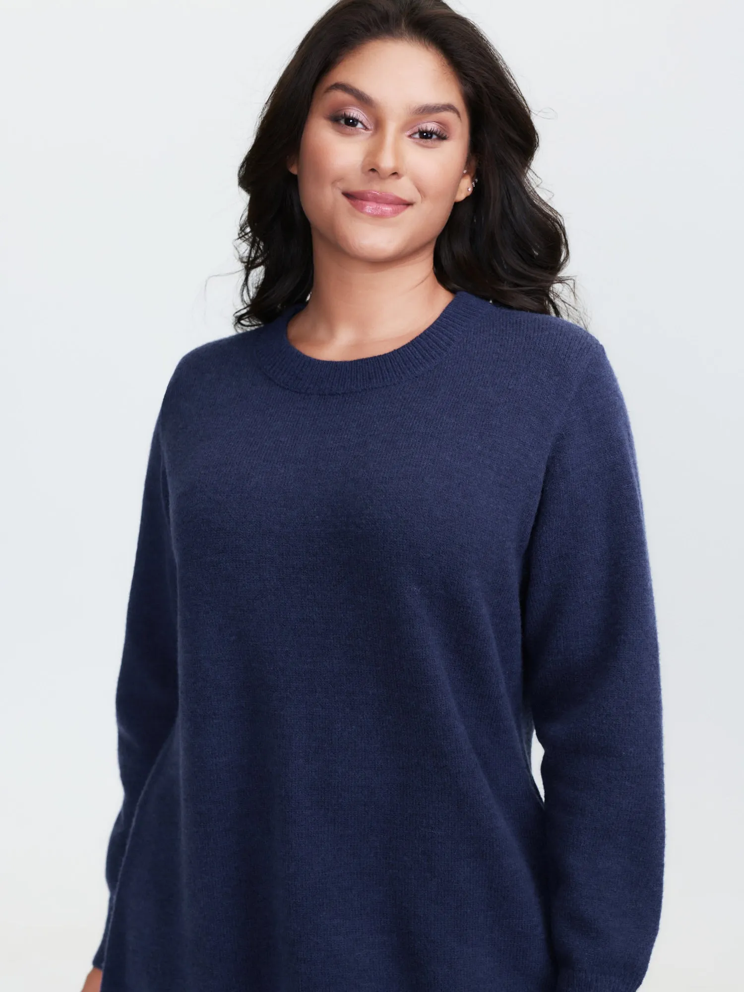 Crew Neck Solid Midi Sweater Dress sold by Bloomchic product image thumbnail 2
