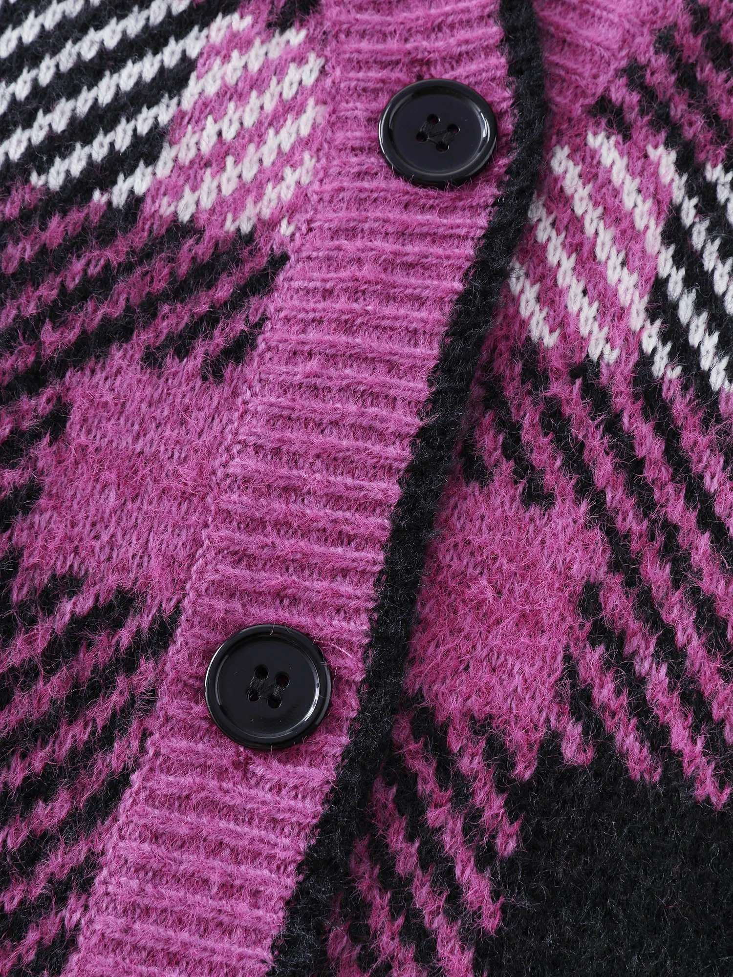 Fuzzy Plaid Pattern Button Knit Cardigan sold by Bloomchic product image thumbnail 5