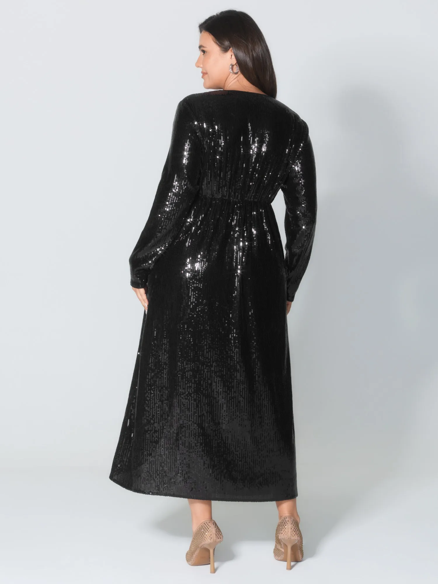 Sparkly Sequin Waist-Defining Sheer Maxi Dress sold by Bloomchic product image thumbnail 4