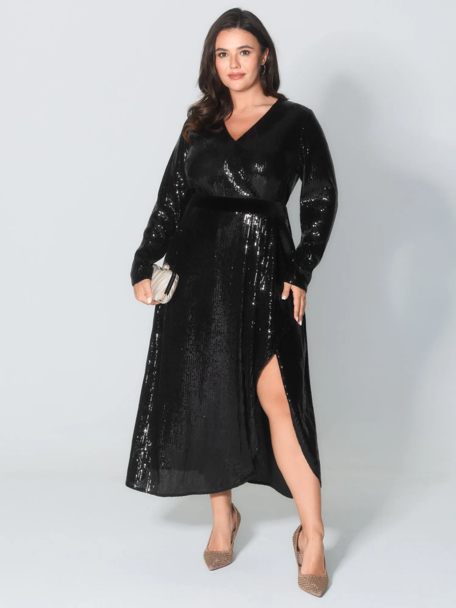 Sparkly Sequin Waist-Defining Sheer Maxi Dress sold by Bloomchic product image thumbnail 2