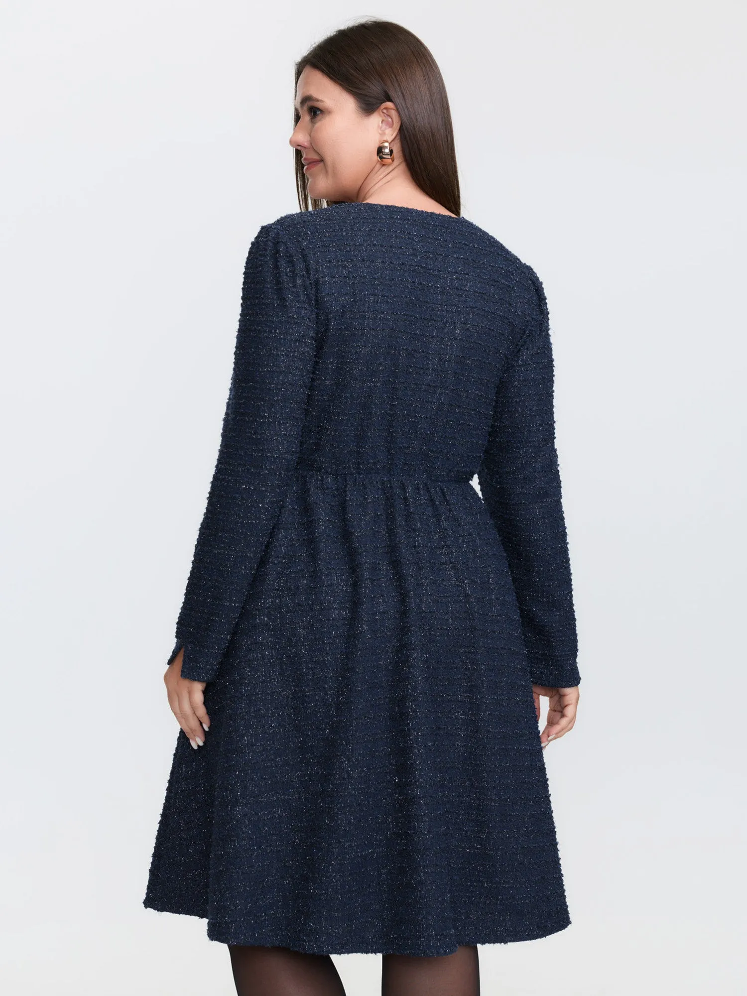 Textured Square Neckline Button Midi Dress sold by Bloomchic product image thumbnail 5
